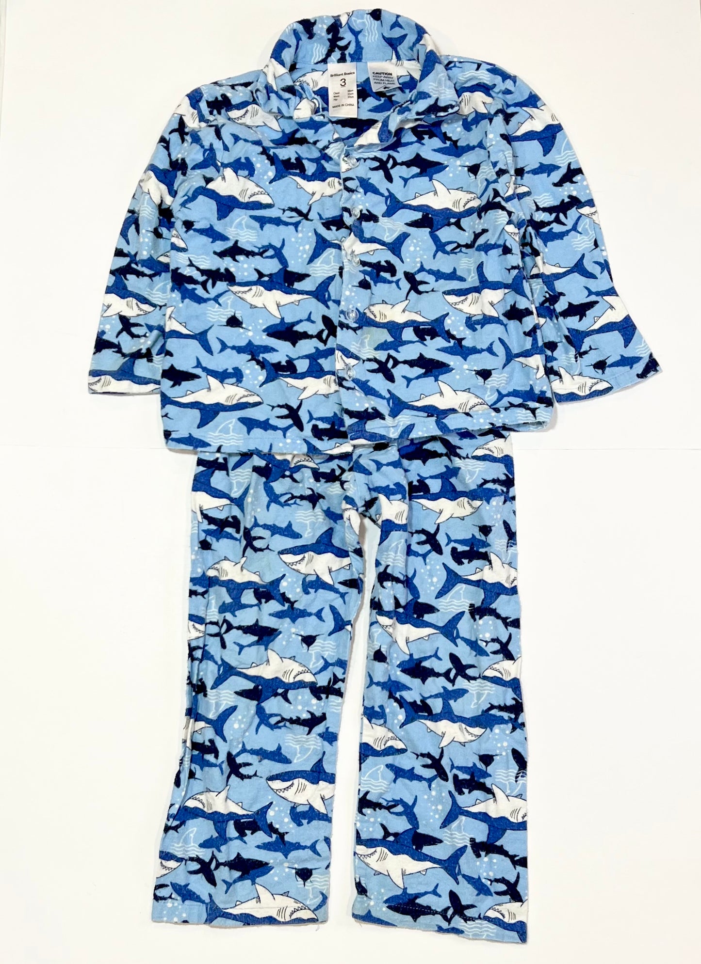 Sharks flannelette pyjamas - Size 3