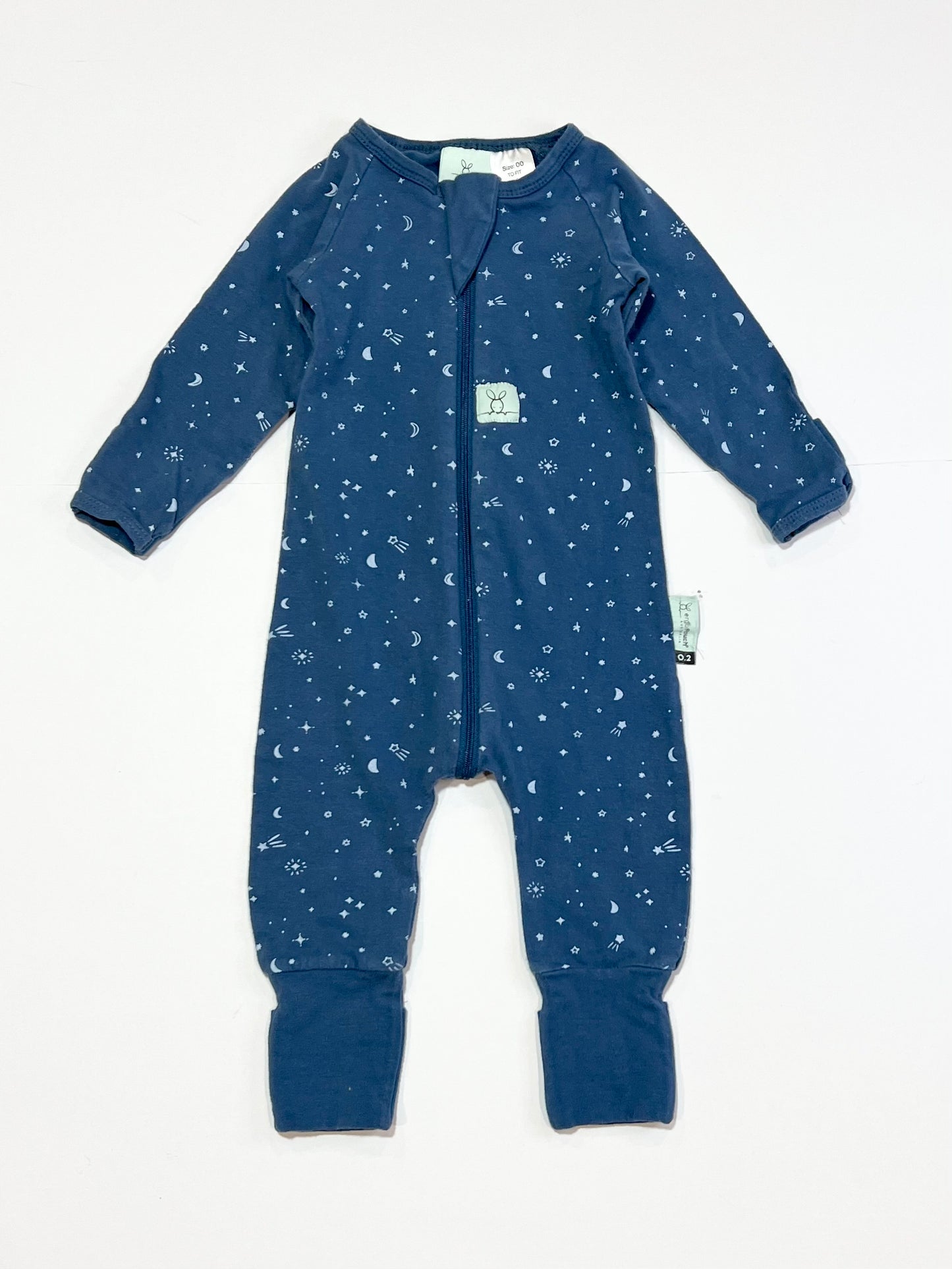 Blue 0.2 tog zip onesie - Size 00