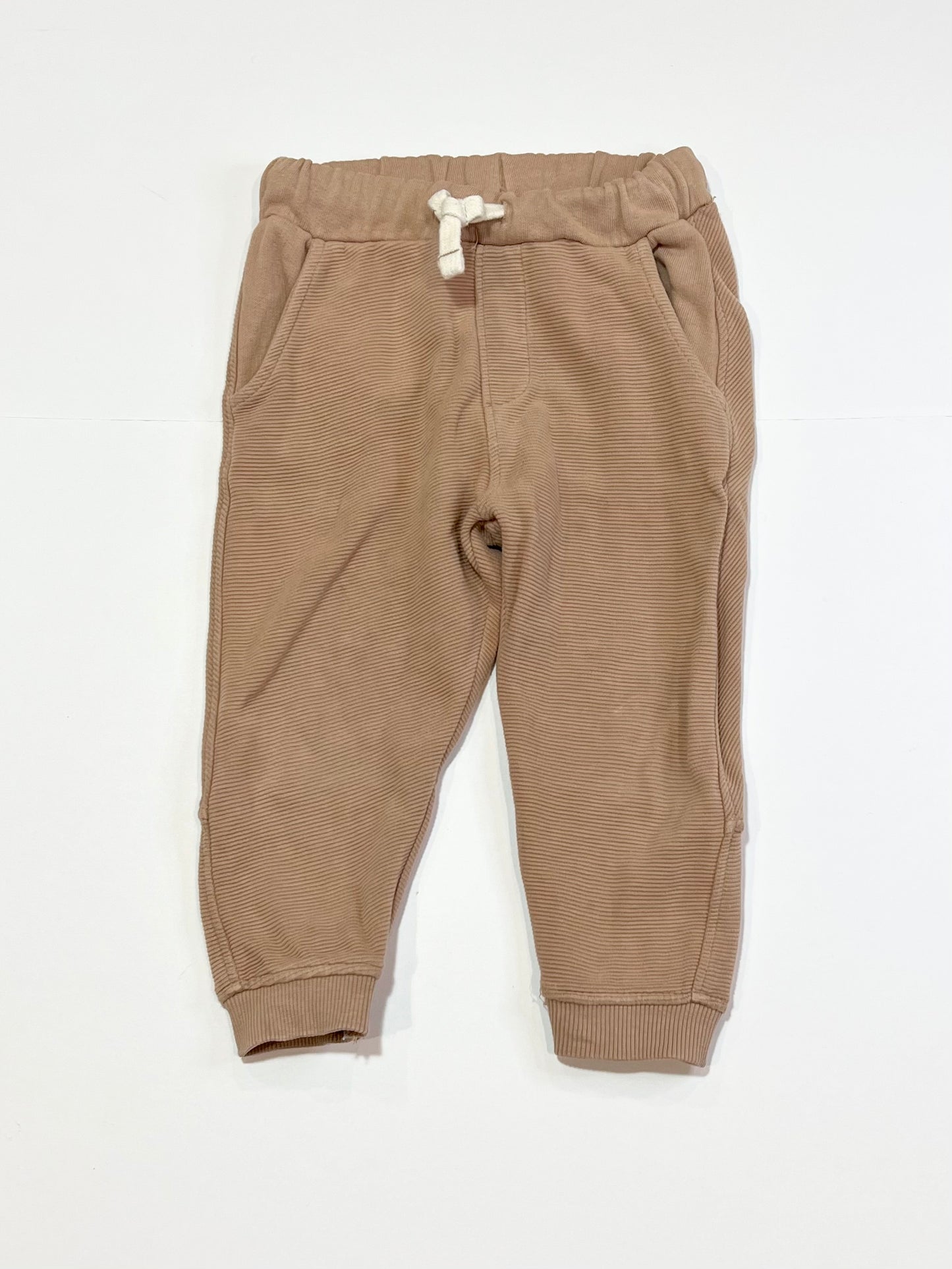 Brown ribbed trackies - Size 2
