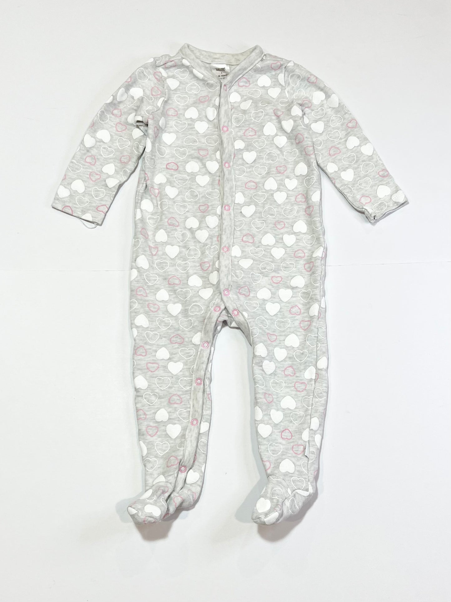 Grey hearts onesie - Size 1