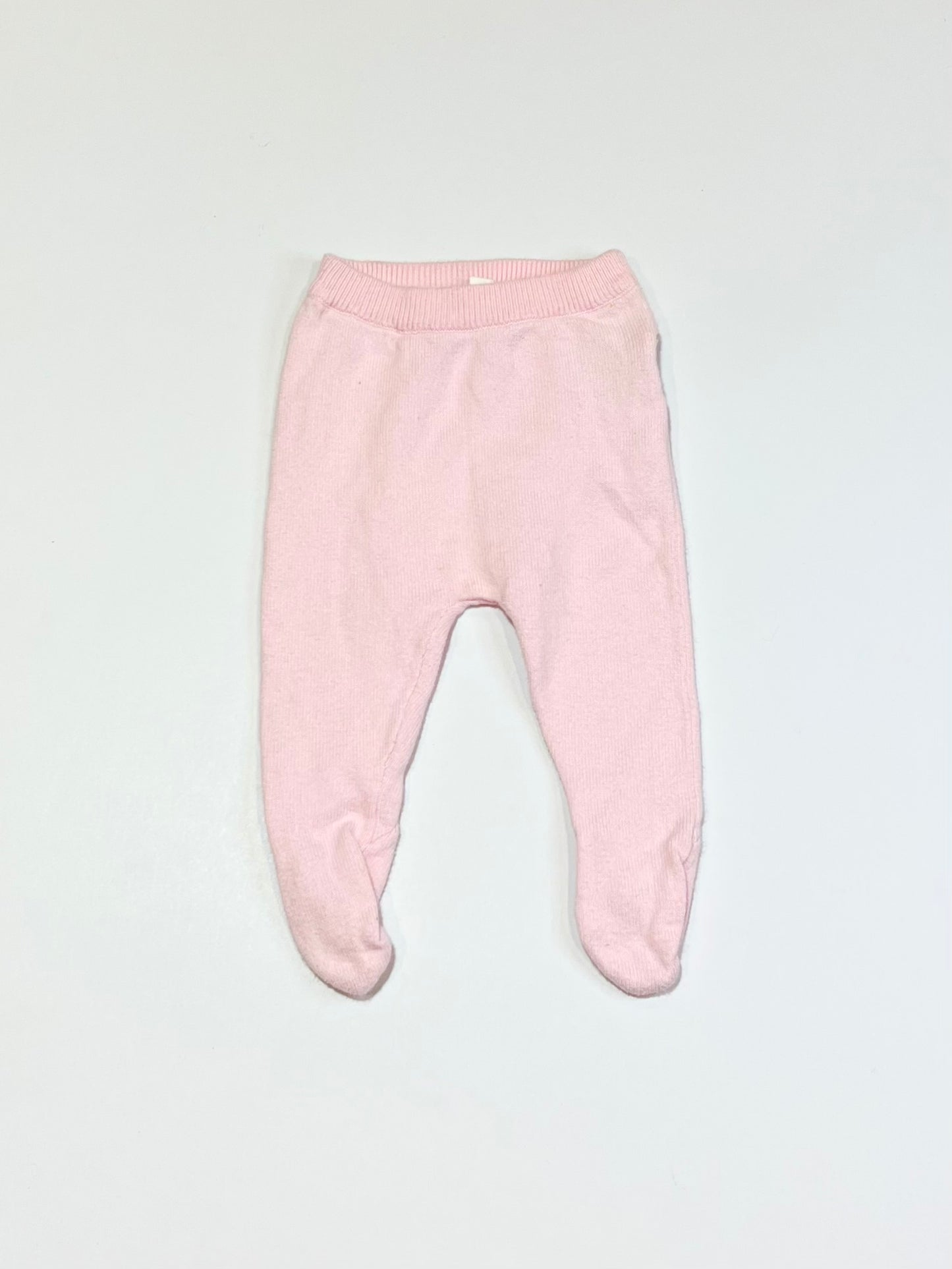Pink knit footed pants - Size 0000