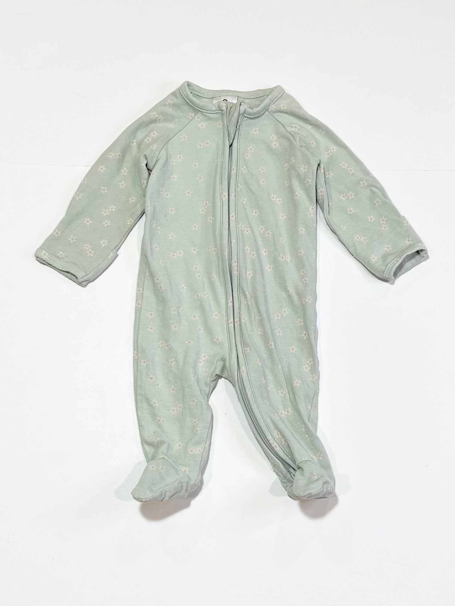 Green floral zip onesie - Size 0000