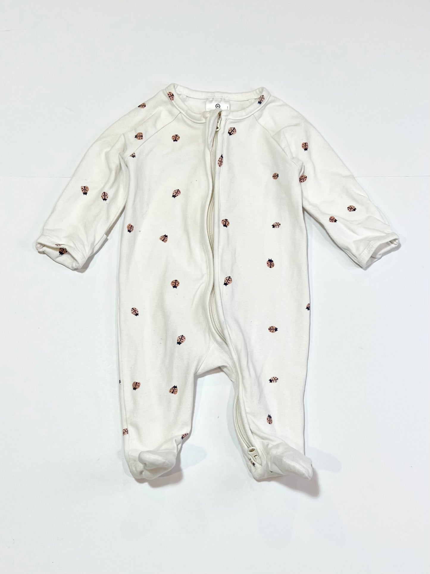 White ladybird zip onesie - Size 0000