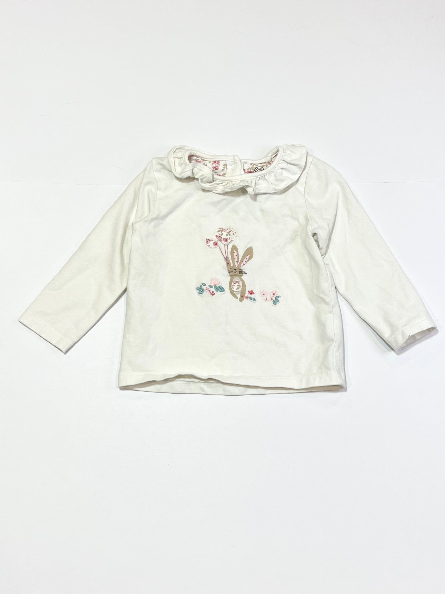 White bunny top - Size 9-12 months