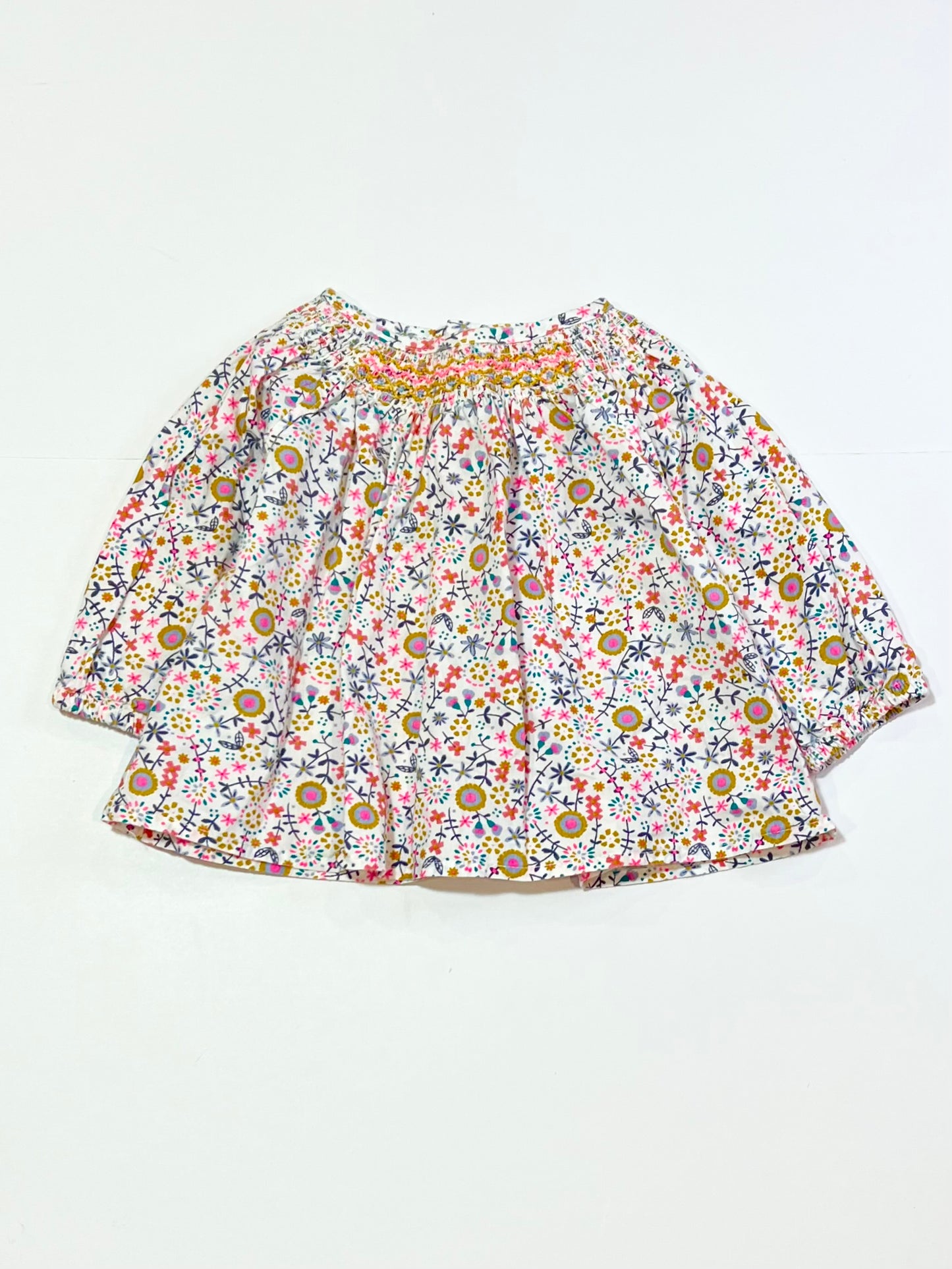 Smocked floral cotton top - Size 00