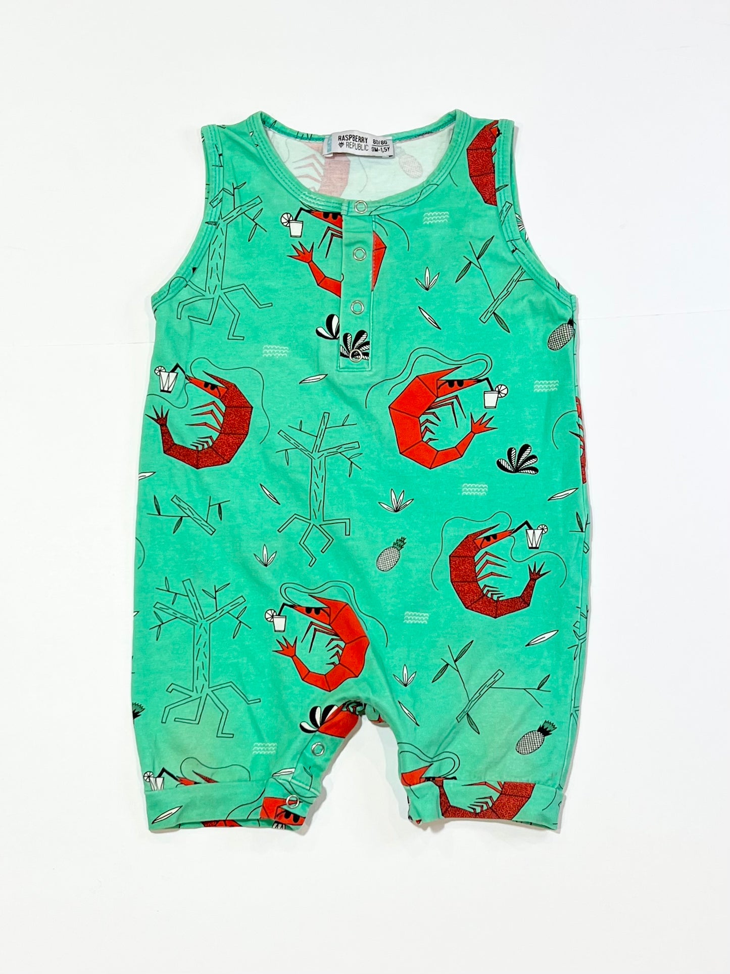 Shrimp cocktail romper - Size 9-18 months