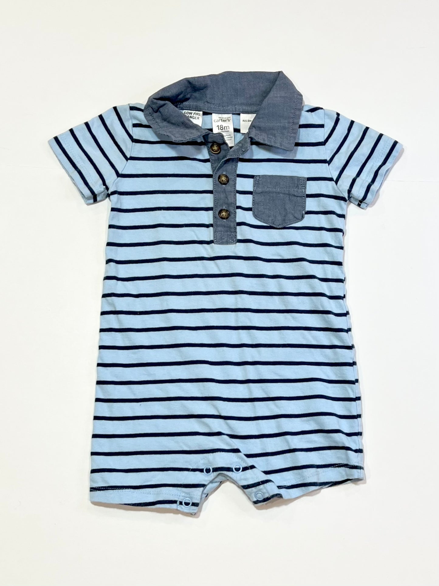 Blue striped romper - Size 1