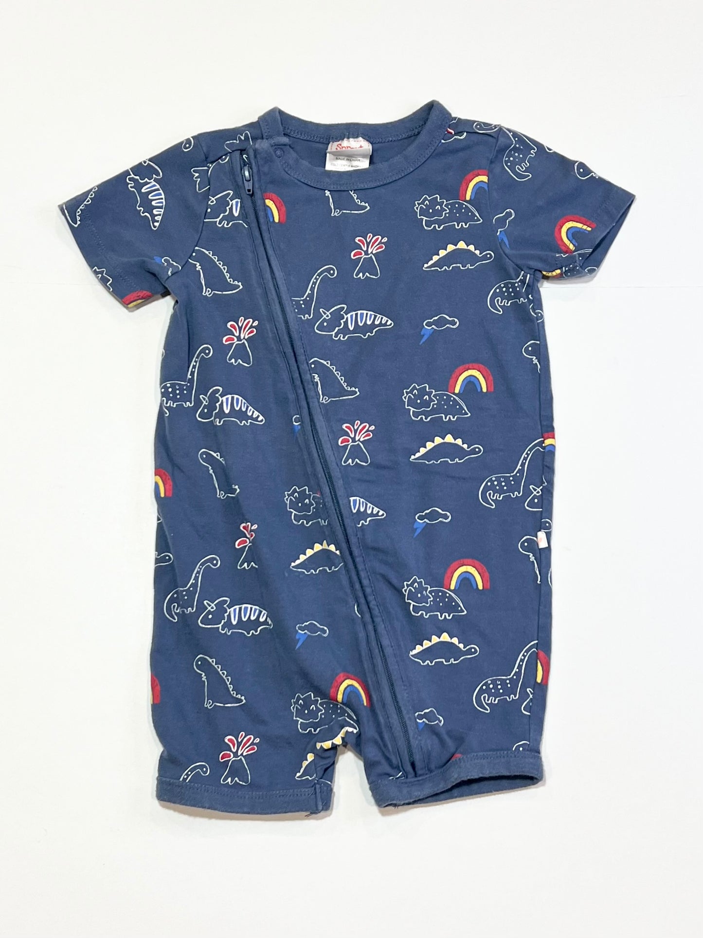 Dinos and rainbows zip romper - Size 1