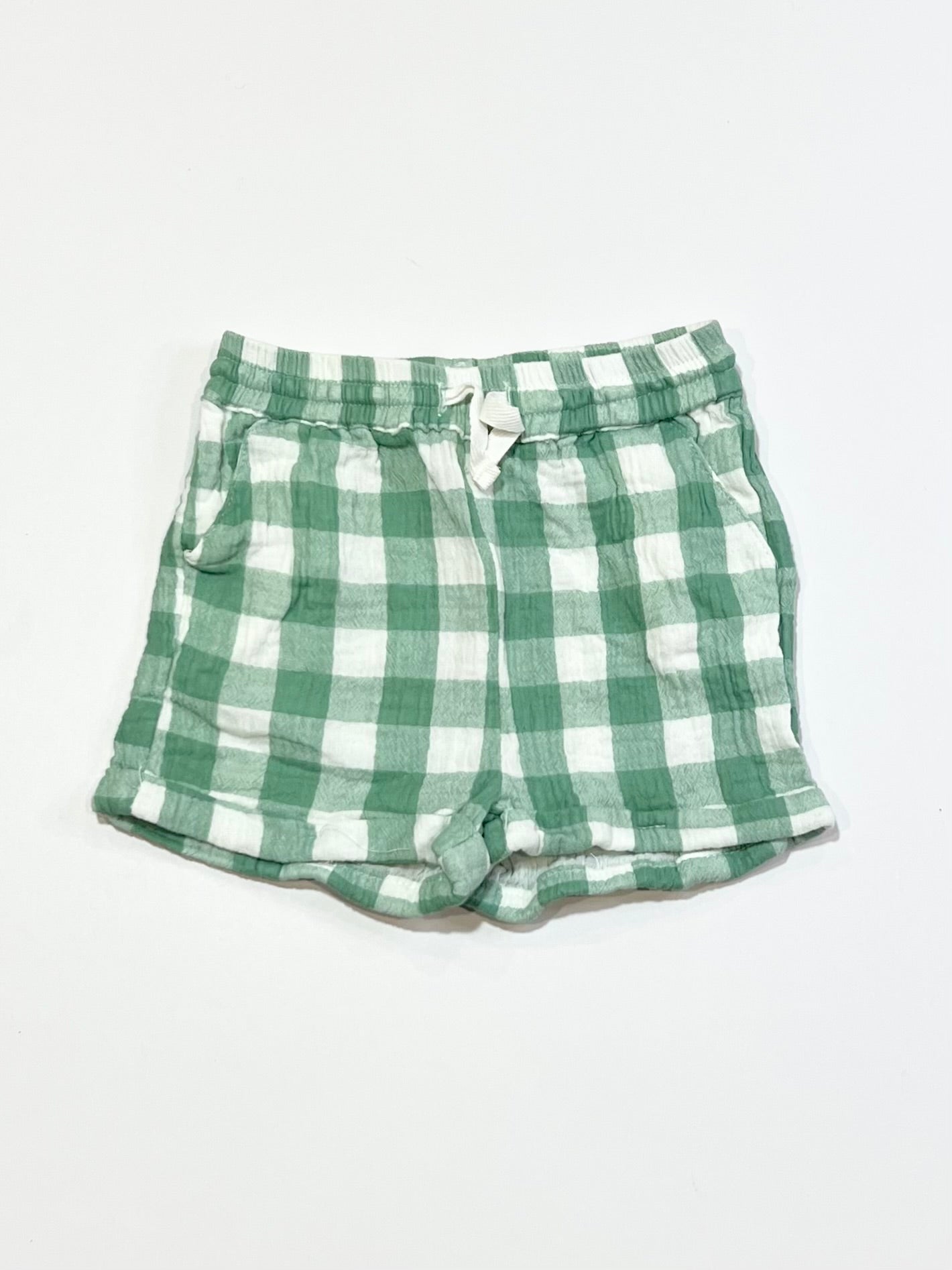 Checkered cheesecloth shorts - Size 1