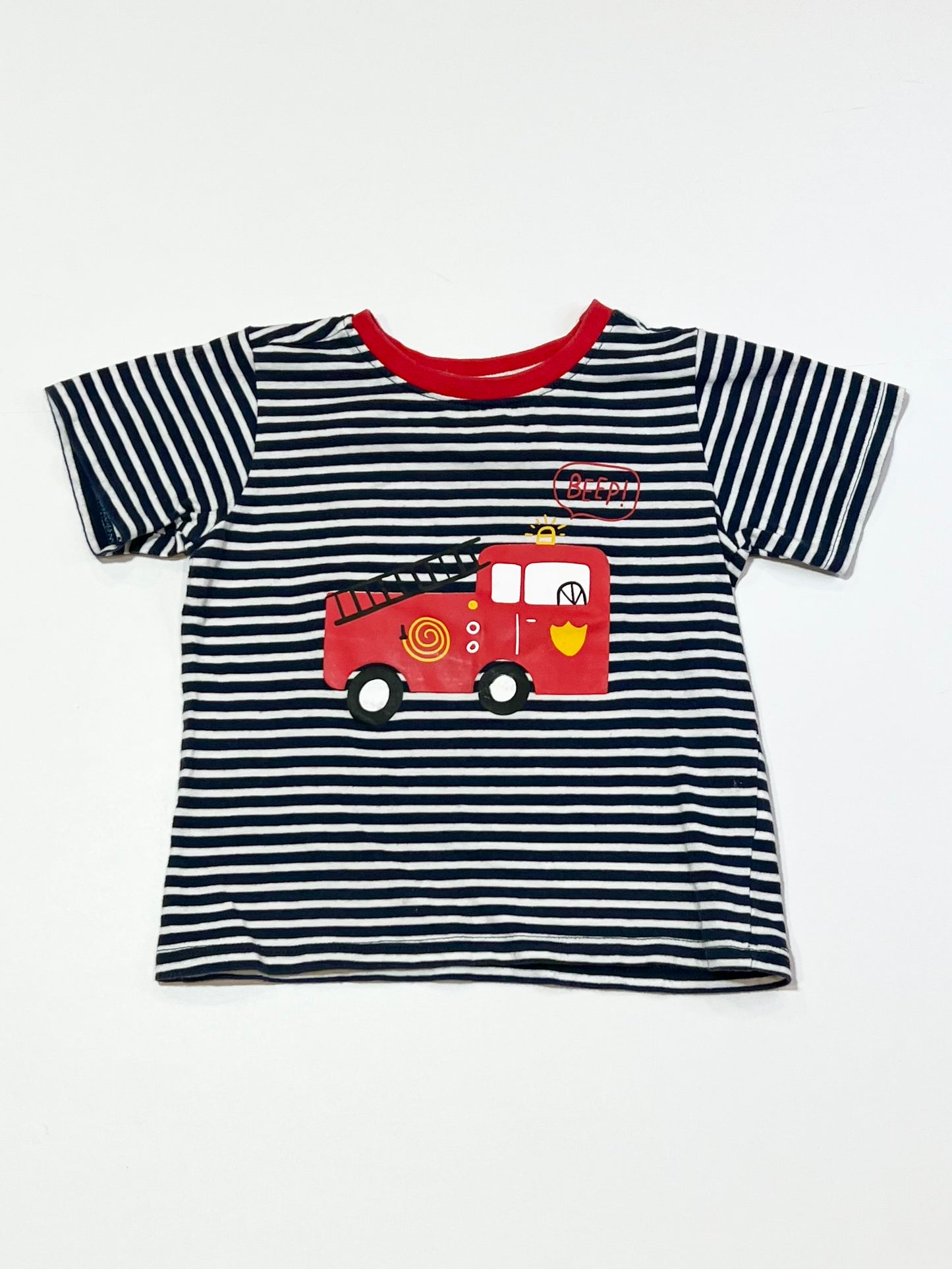 Striped fire truck tee - Size 2
