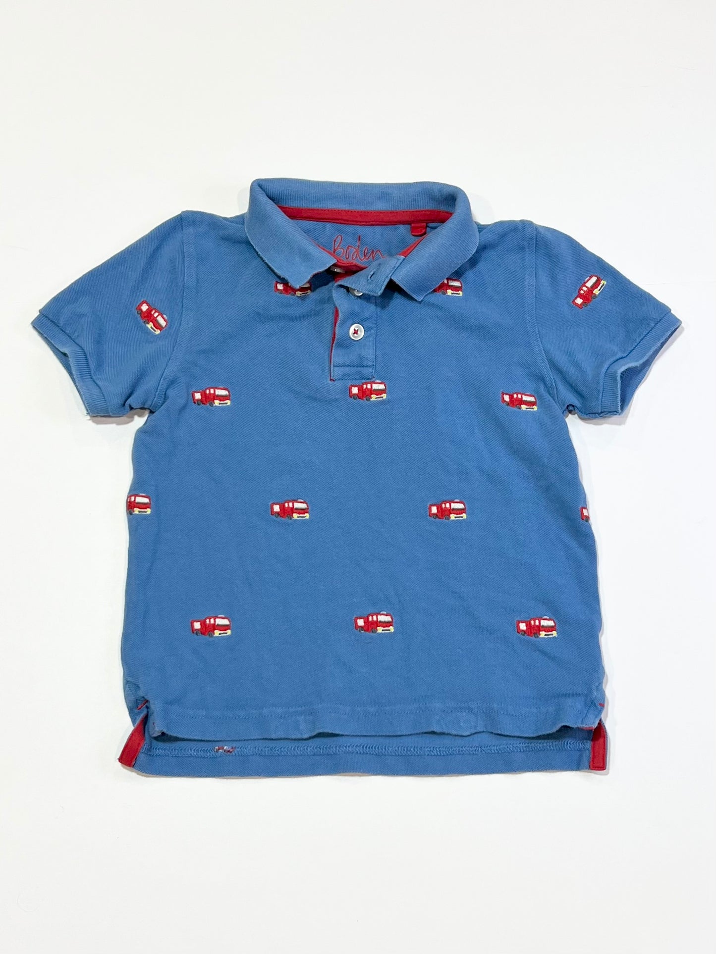 Blue fire truck polo shirt - Size 4-5