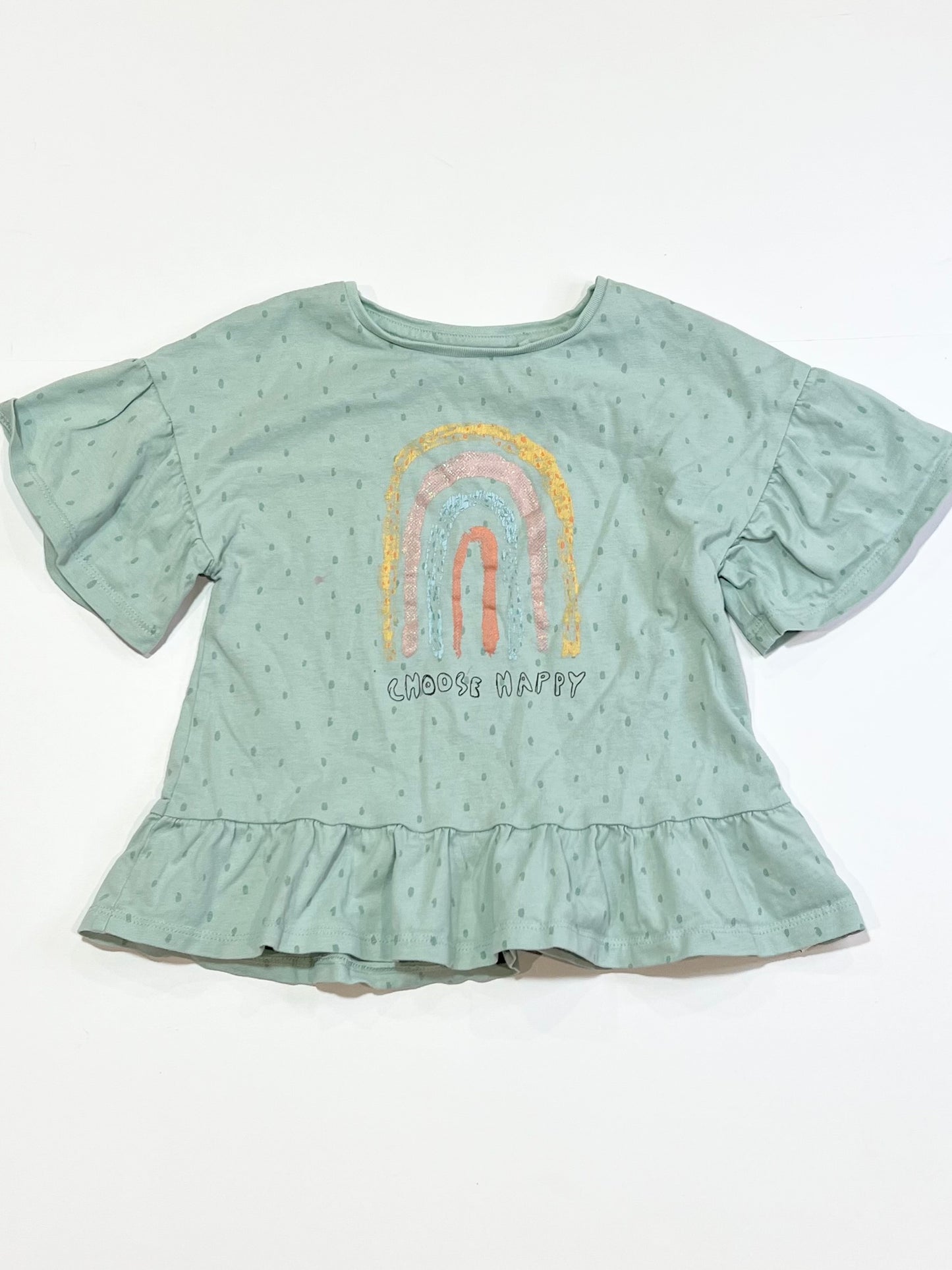 Green rainbow tee - Size 4-5
