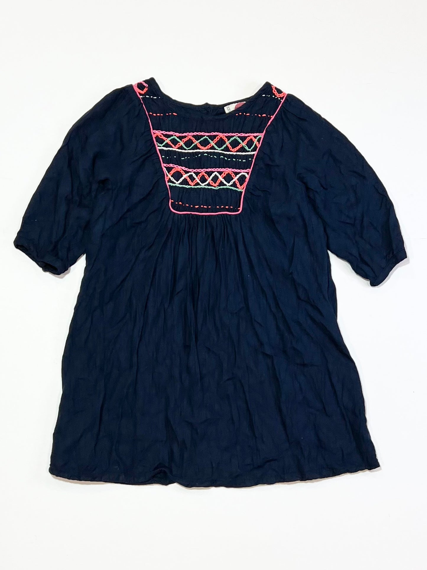 Navy embroidered dress - Size 3