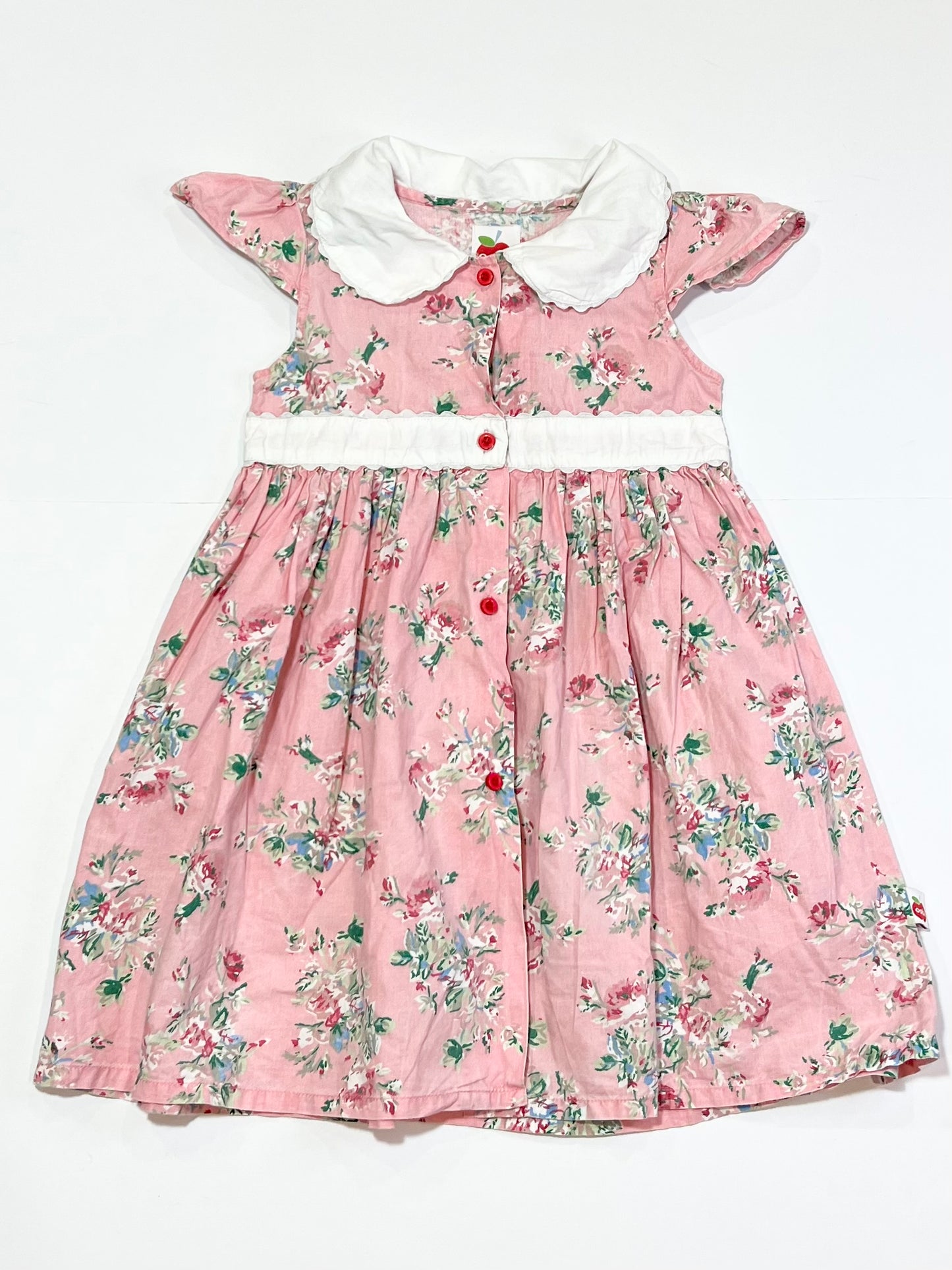 Pink floral button dress - Size 3