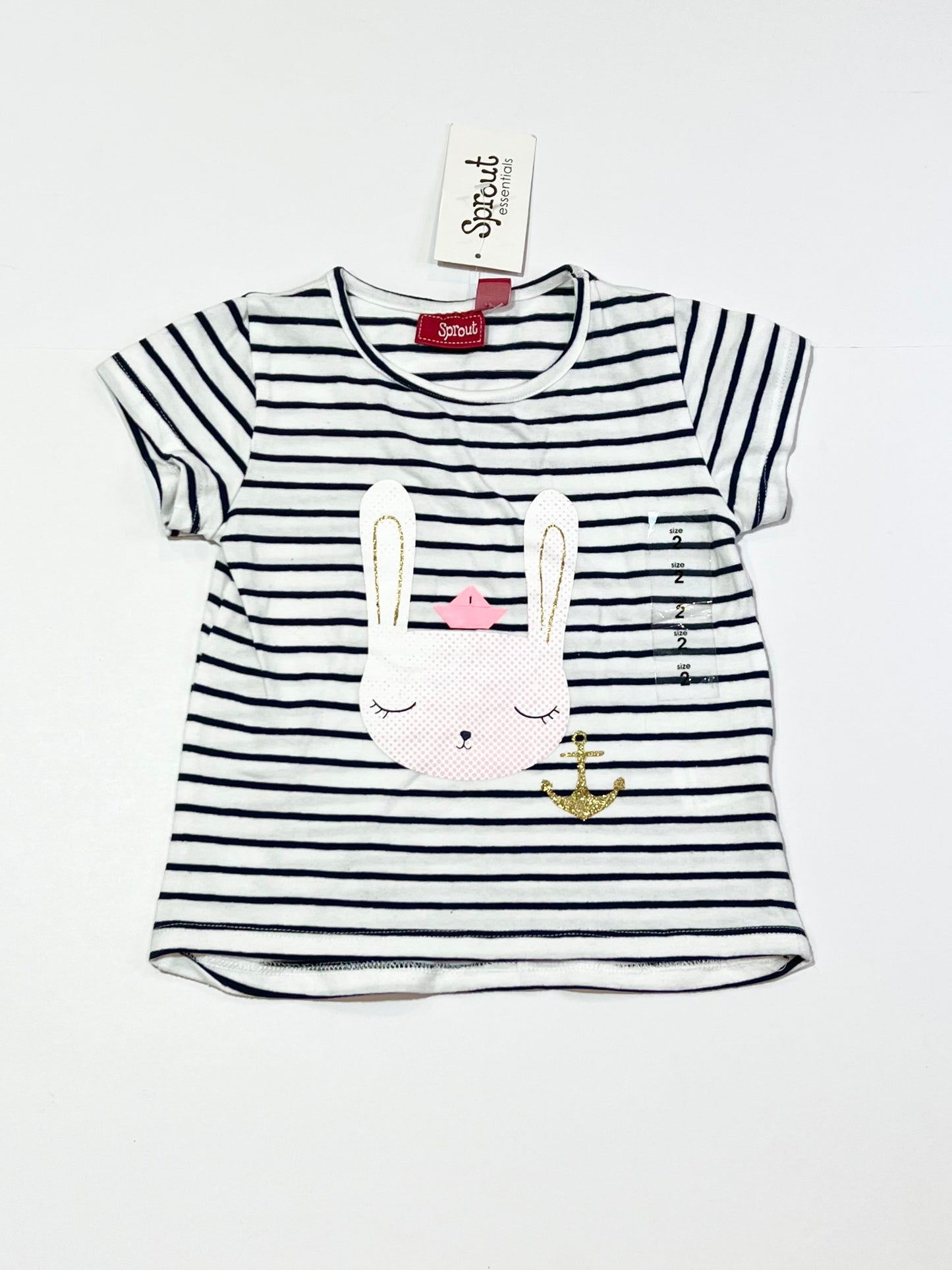 Striped bunny tee brand new - Size 2