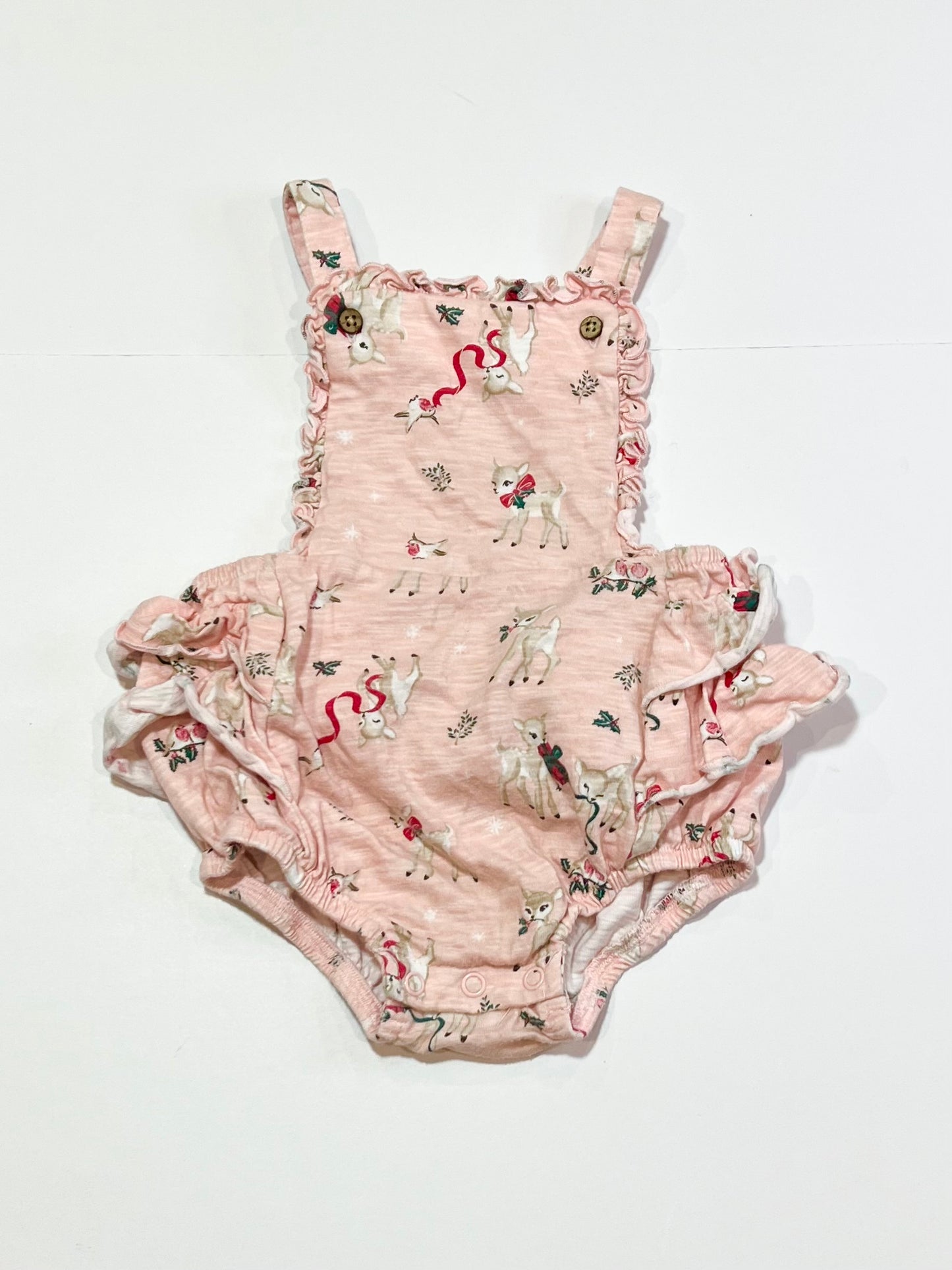 Christmas deer ruffle romper - Size 1