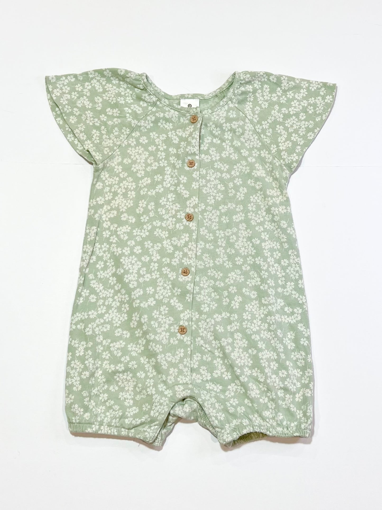 Green daisies romper - Size 1