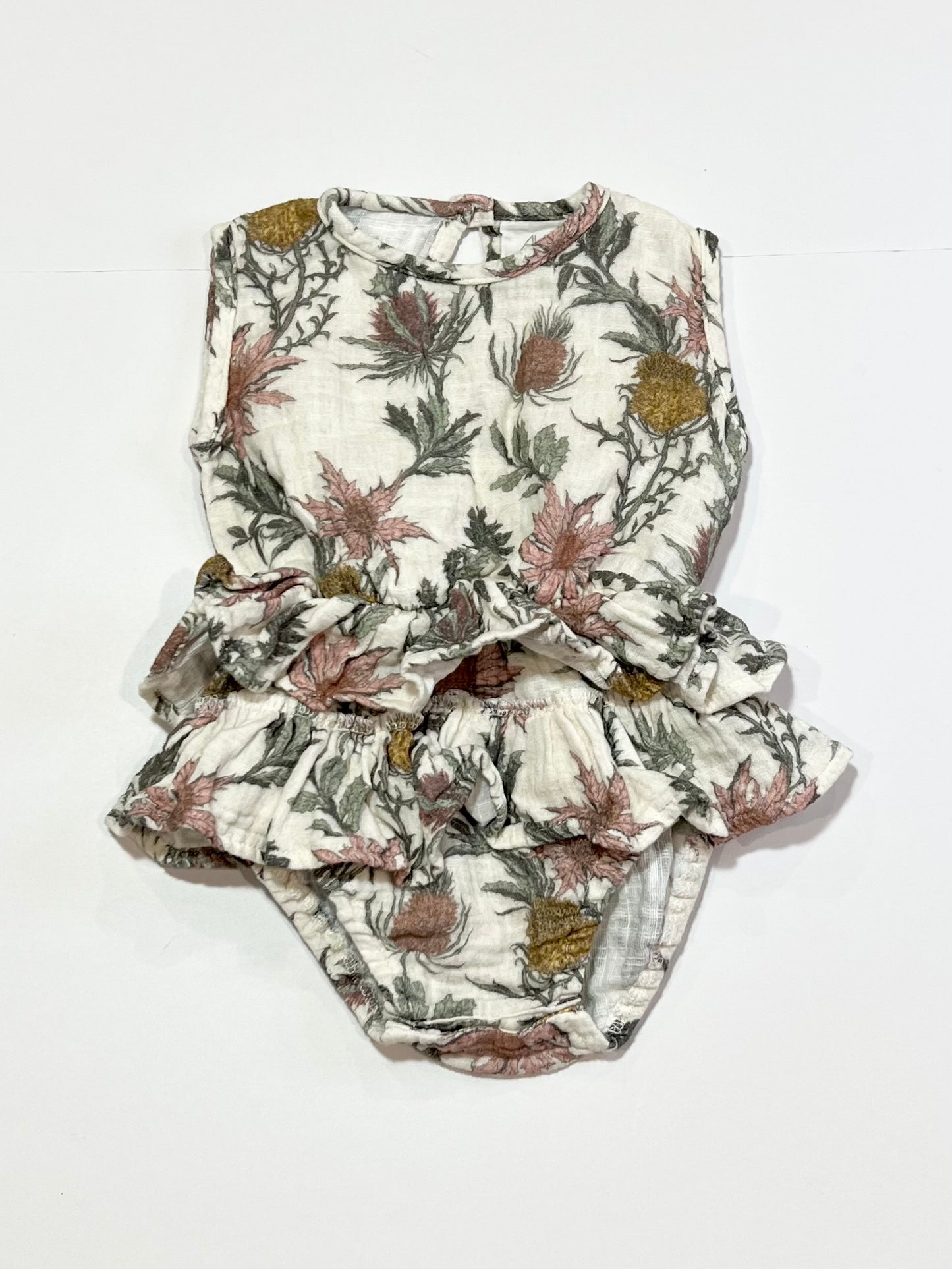 Floral muslin romper - Size 1