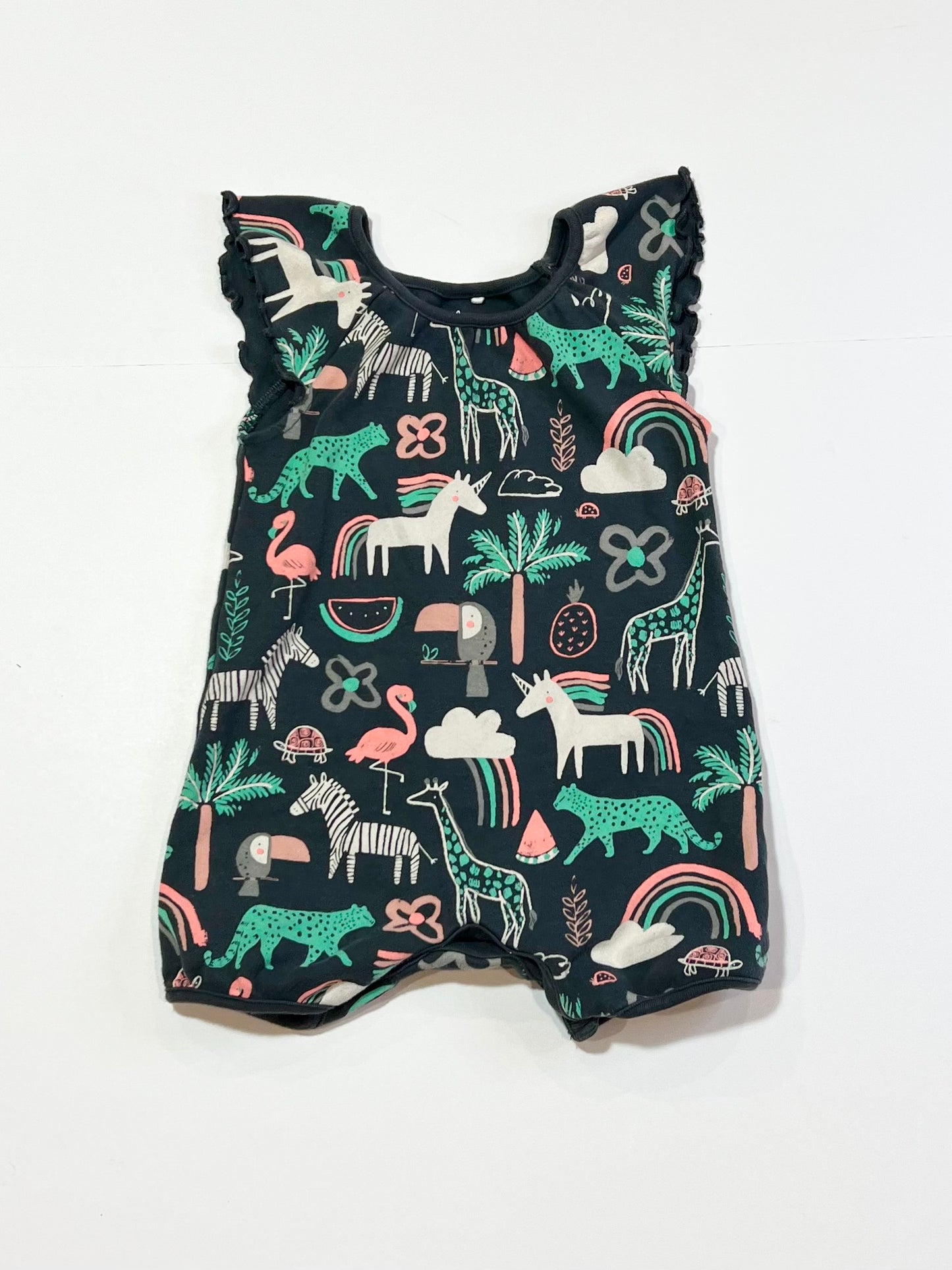 Grey animals romper - Size 6-9 months