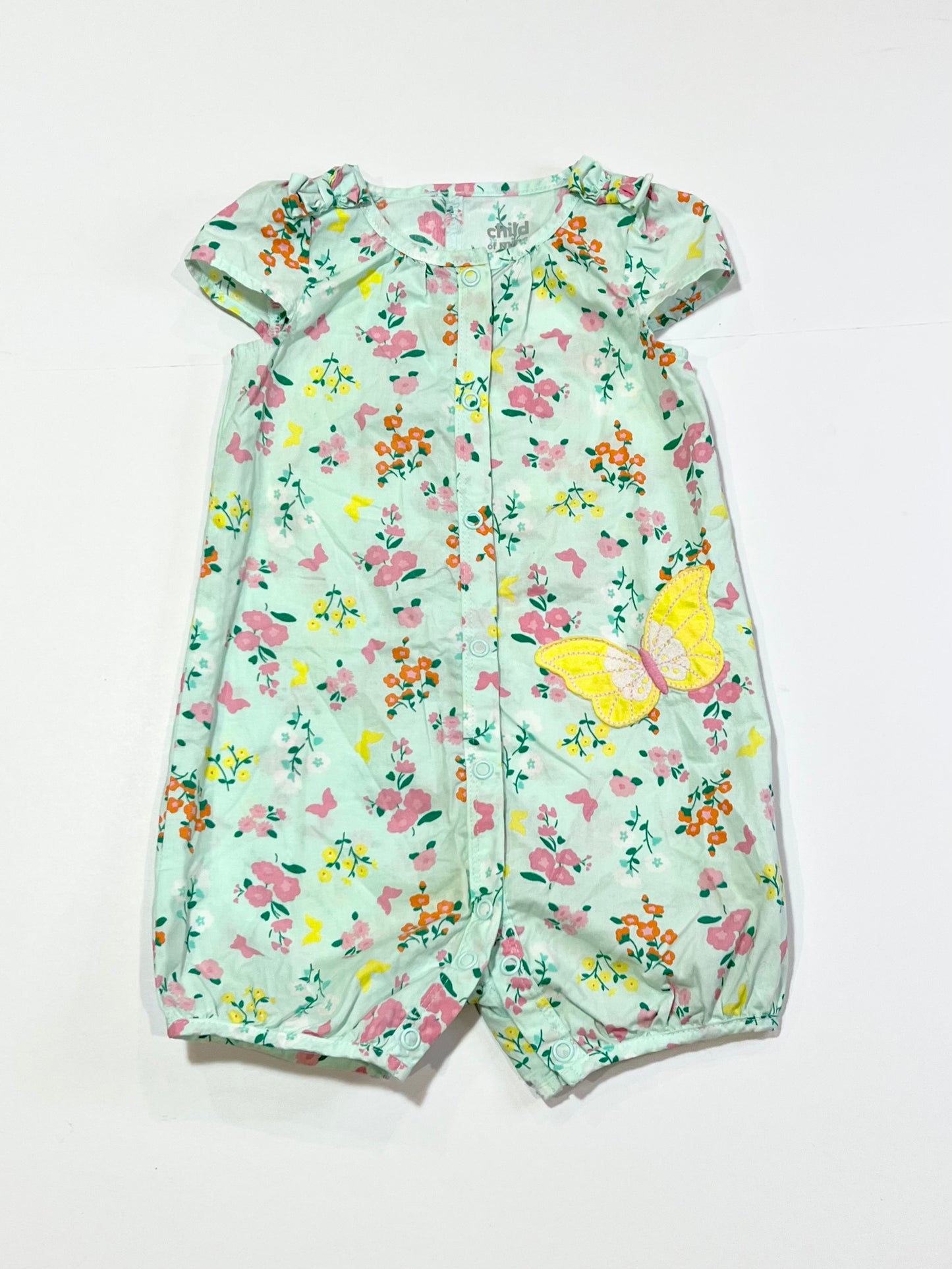 Green butterfly romper - Size 6-9 months