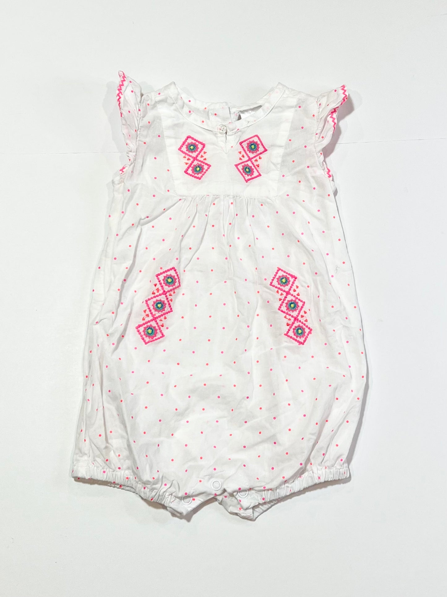 Spotty embroidered romper - Size 0