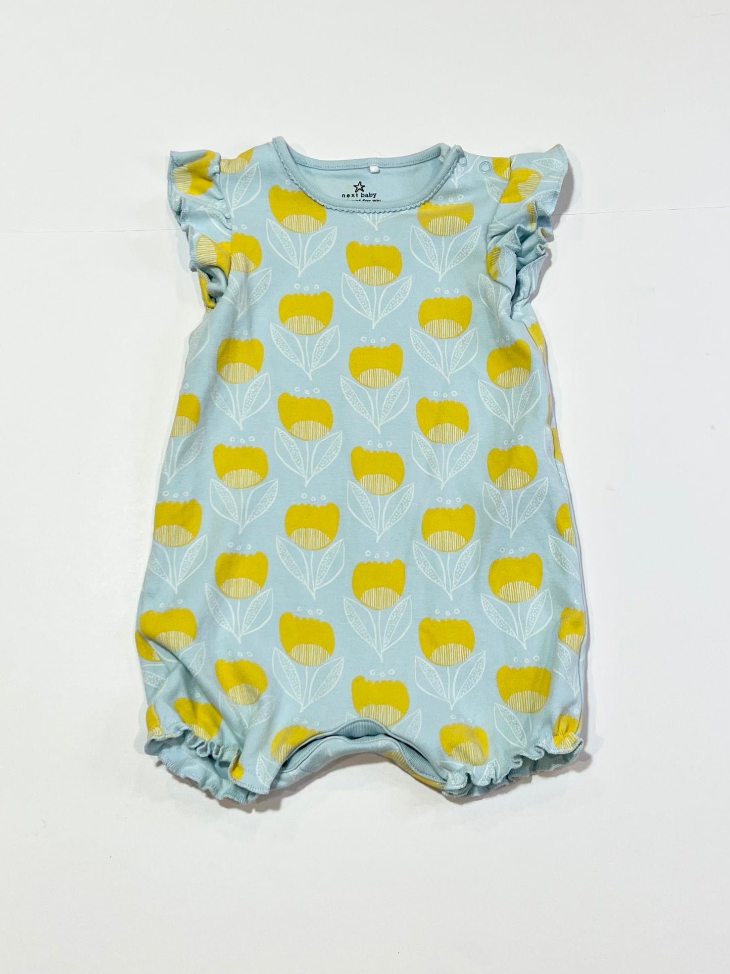 Blue floral romper - Size 6-9 months