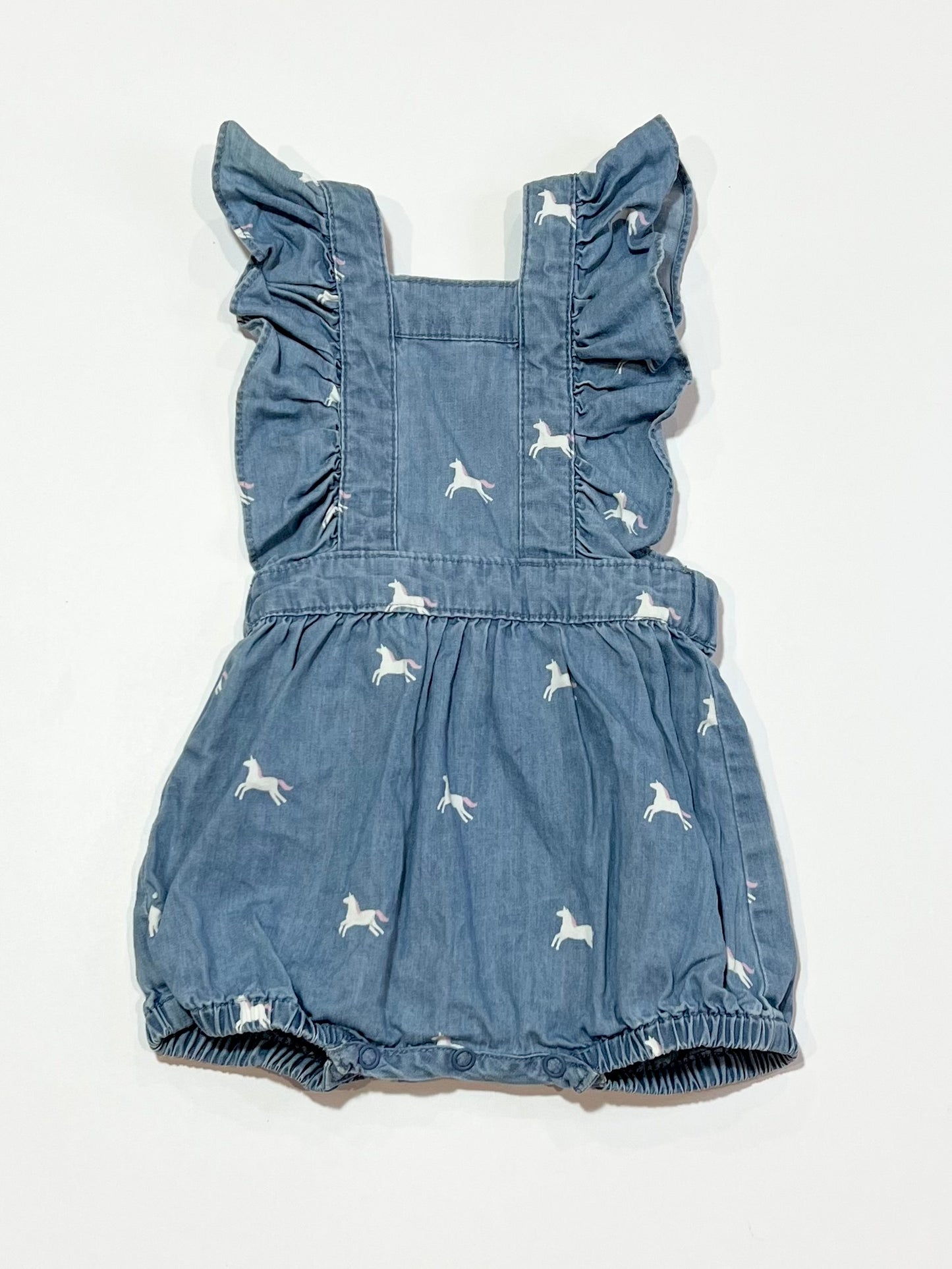 Chambray unicorn romper - Size 000