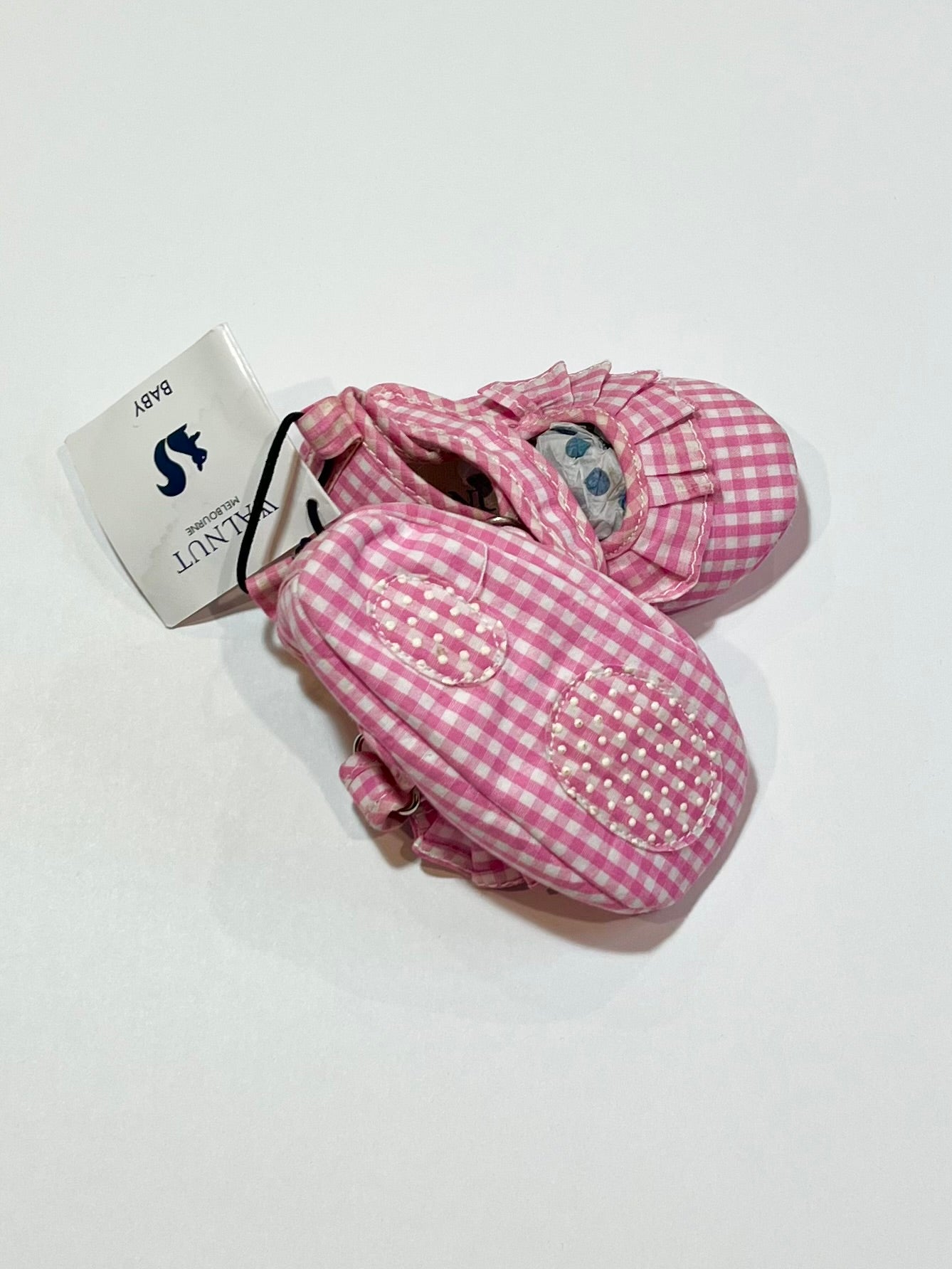 Gingham MJ pram shoes brand new - Size 6-12 months