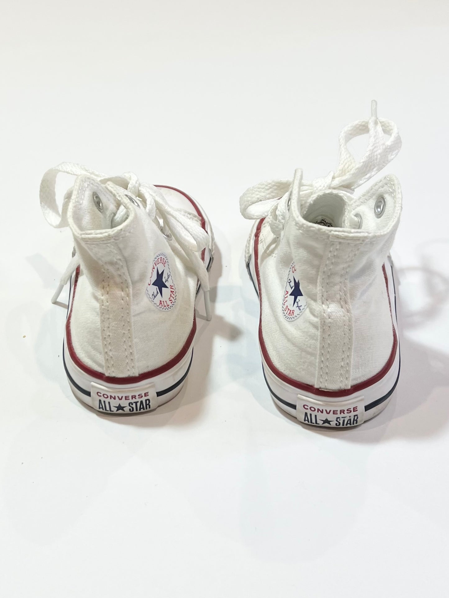 White Hi-top Chuck Taylors - Size US8