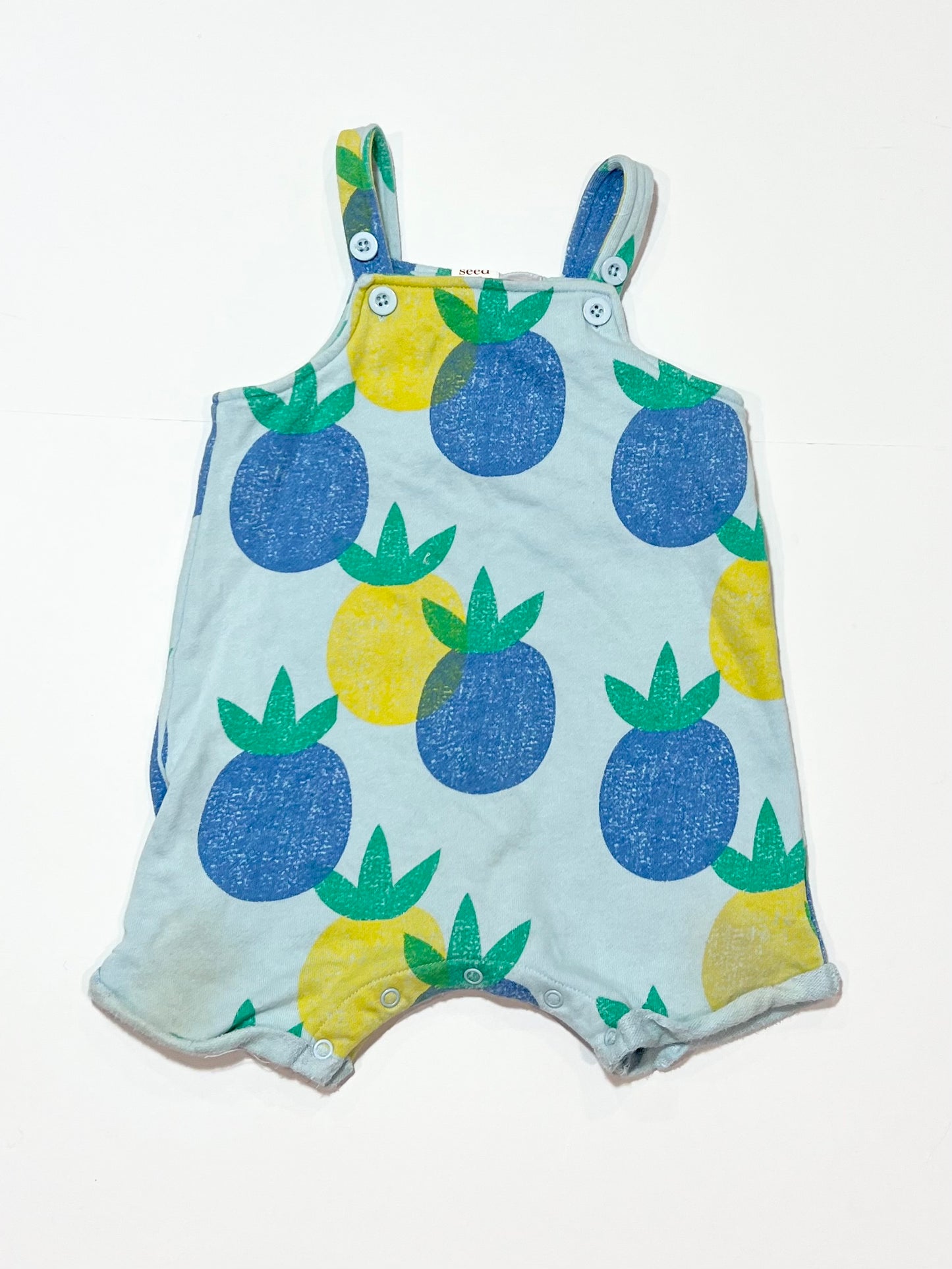 Blue pineapple overalls - Size 2