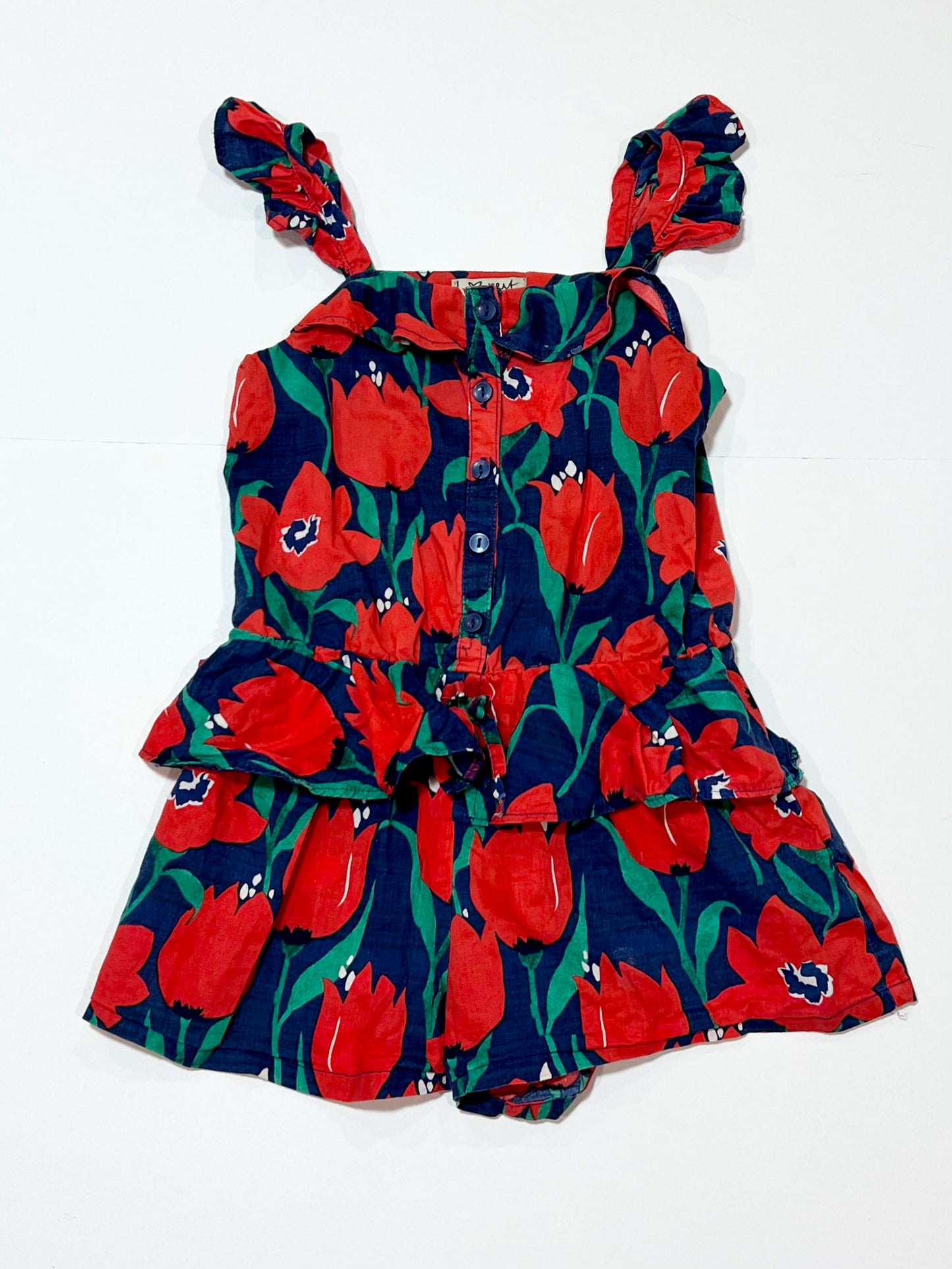 Red floral playsuit - Size 2-3