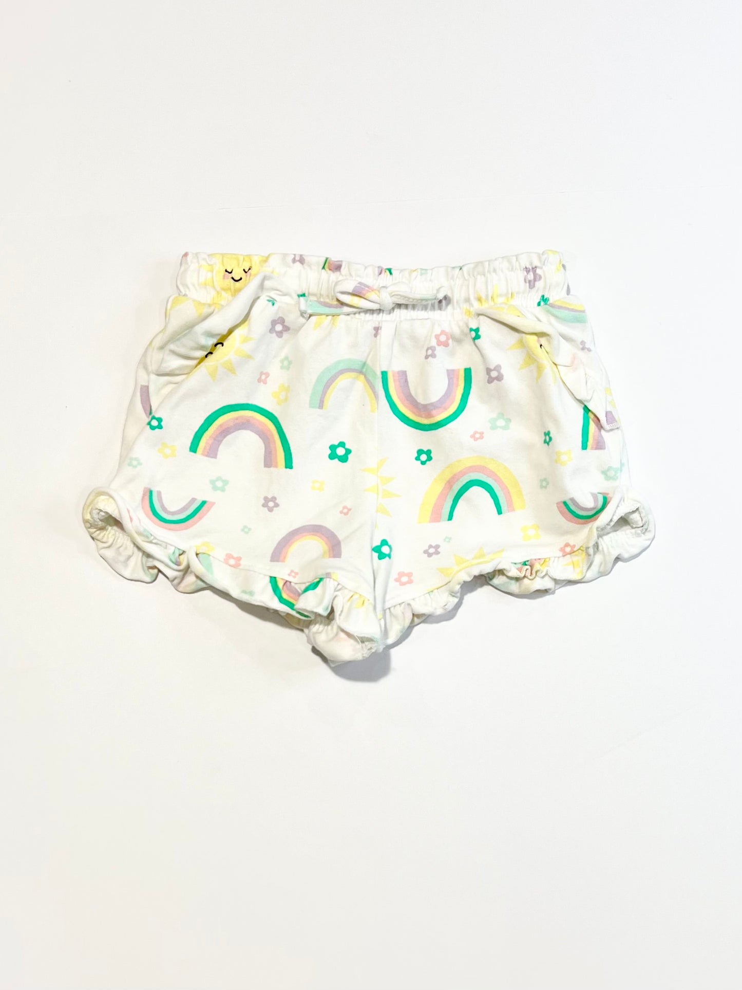Sunshine and rainbows jersey shorts - Size 1
