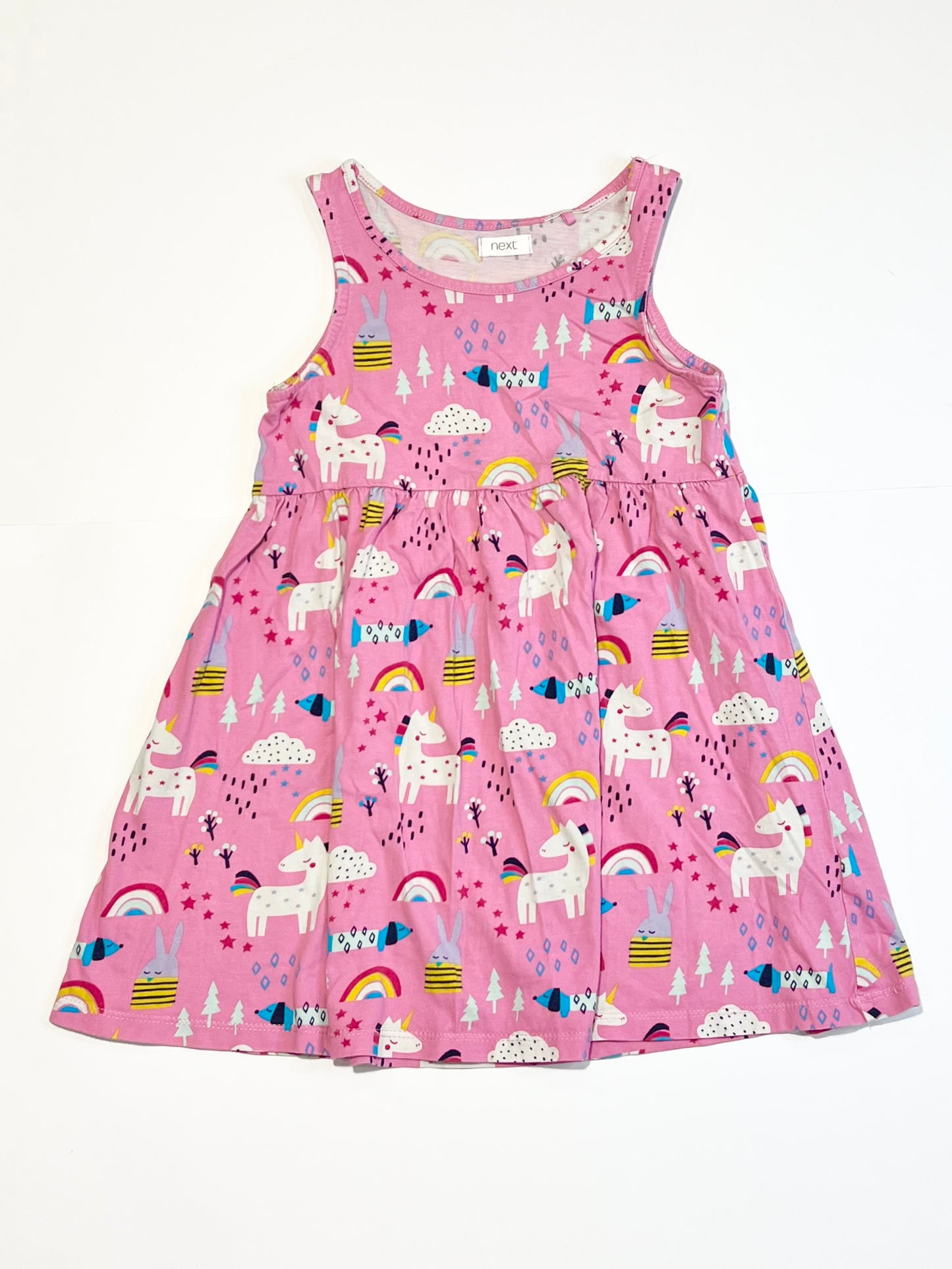 Pink jersey unicorn dress - Size 5