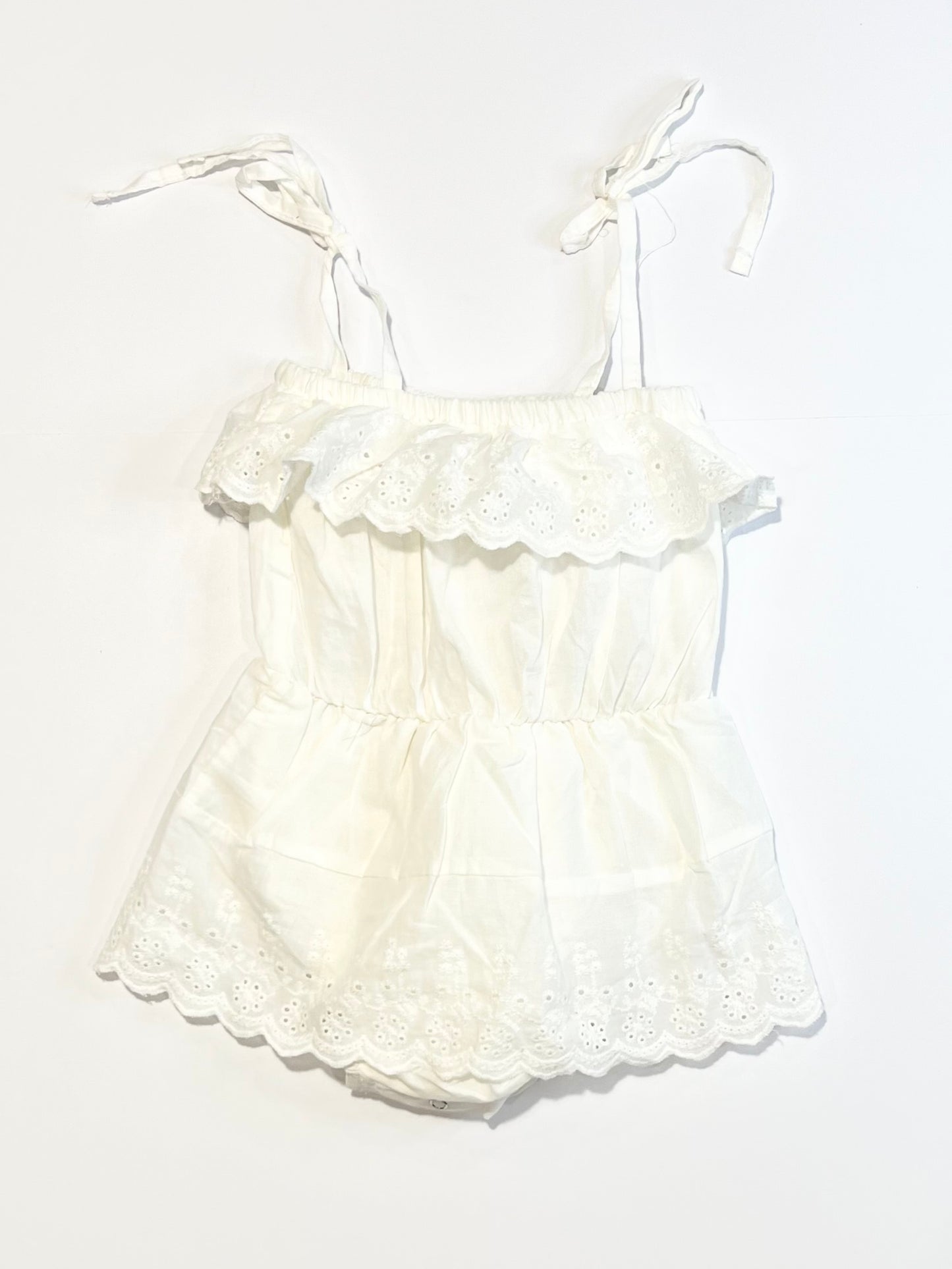 White ruffle romper - Size 1