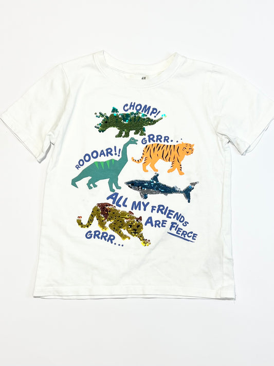 Sequined dinos tee - Size 4-6