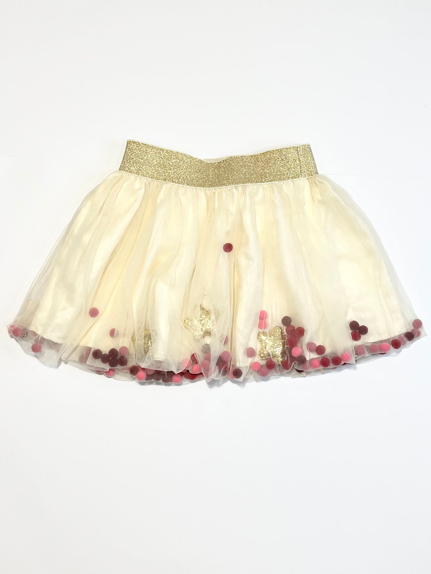 Pompom and stars tulle skirt - Size 1-2
