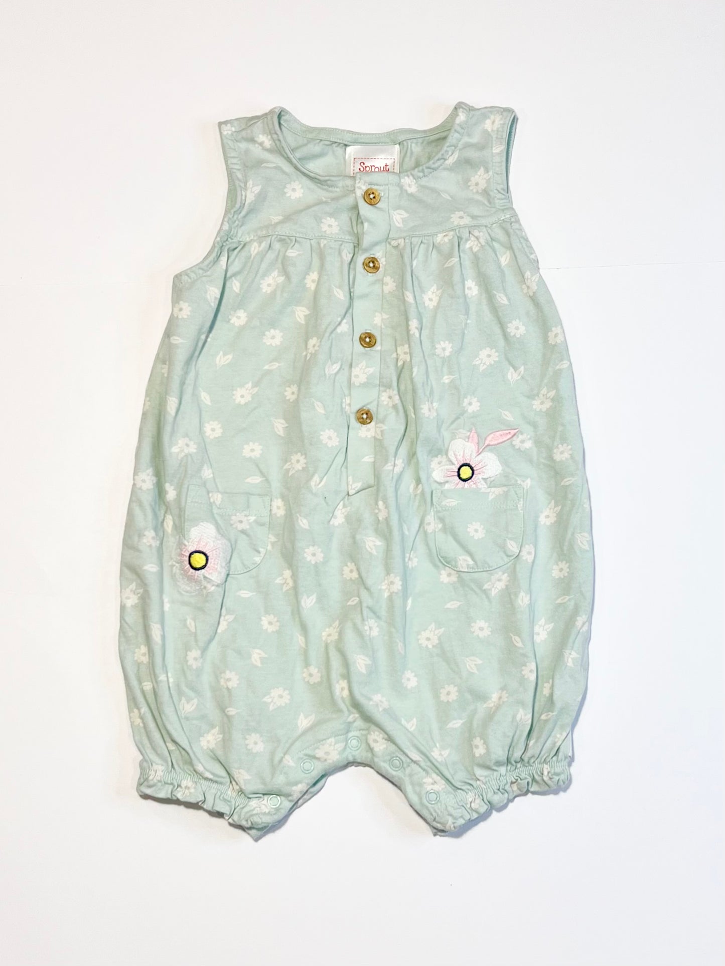 Floral jersey romper - Size 2