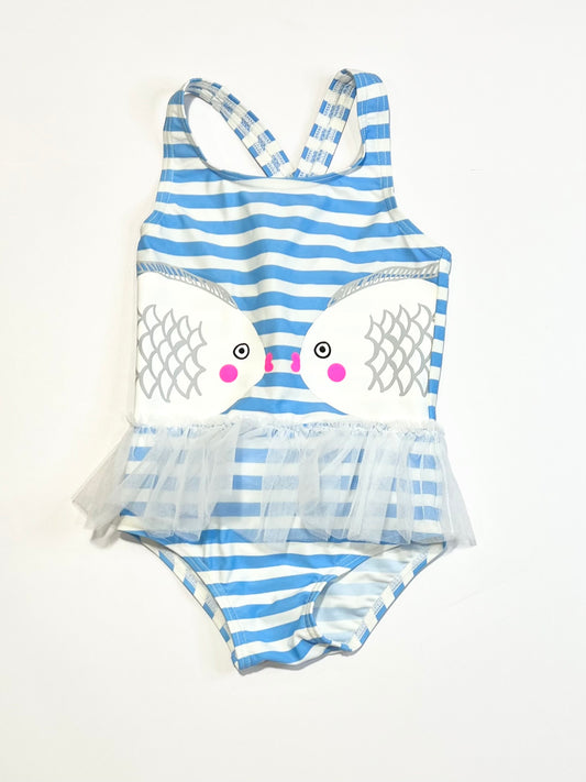 Striped fishy one-piece - Size 1