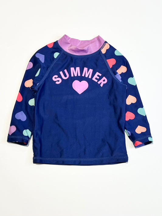Navy hearts rashie - Size 1