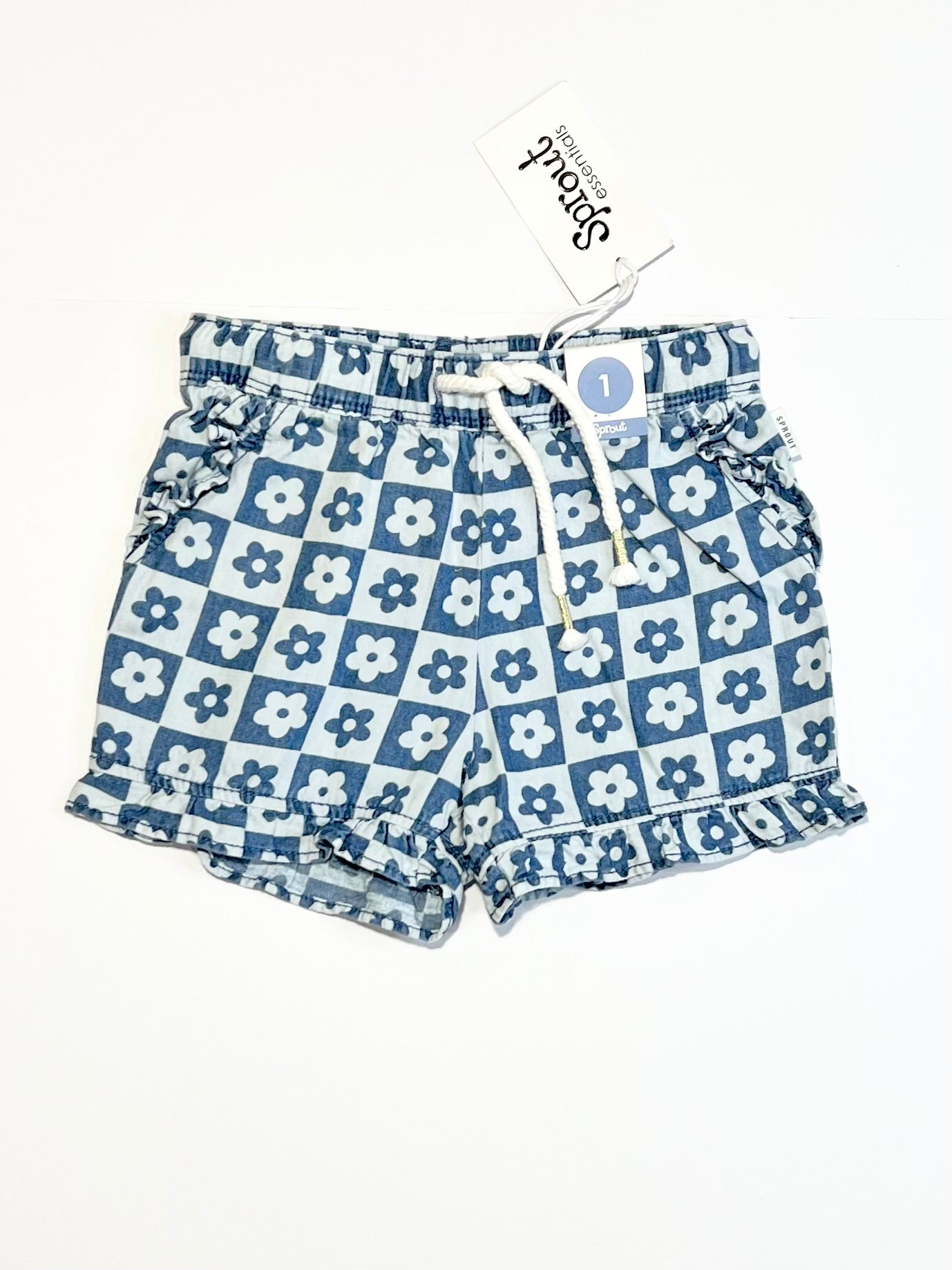 Floral chambray shorts brand new - Size 1