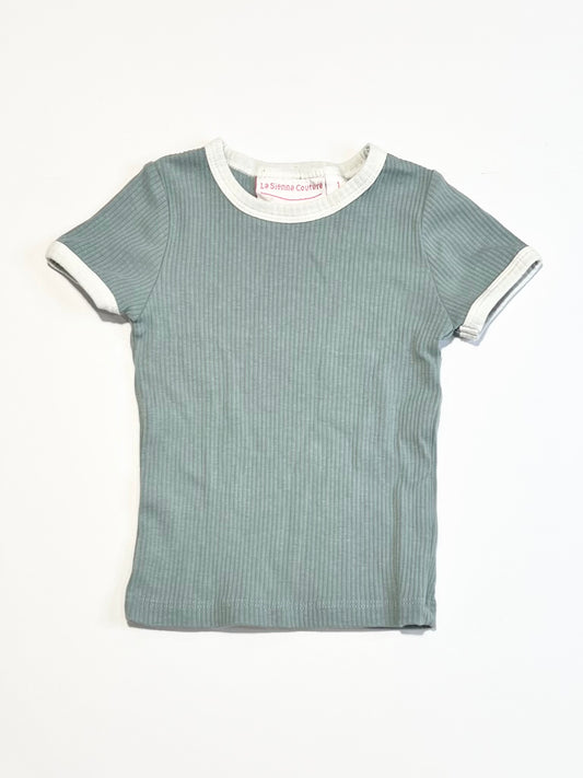 Green ribbed tee - Size 1