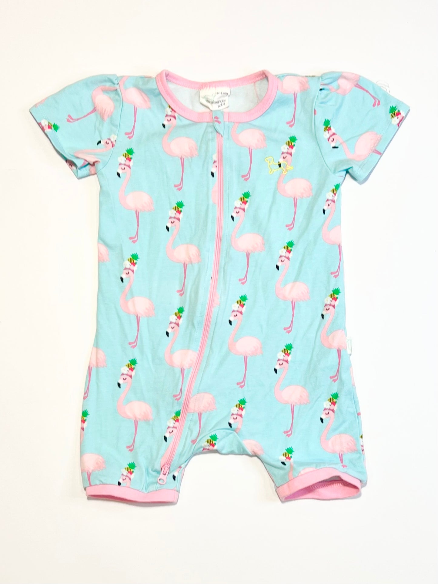 Flamingoes zip romper - Size 1