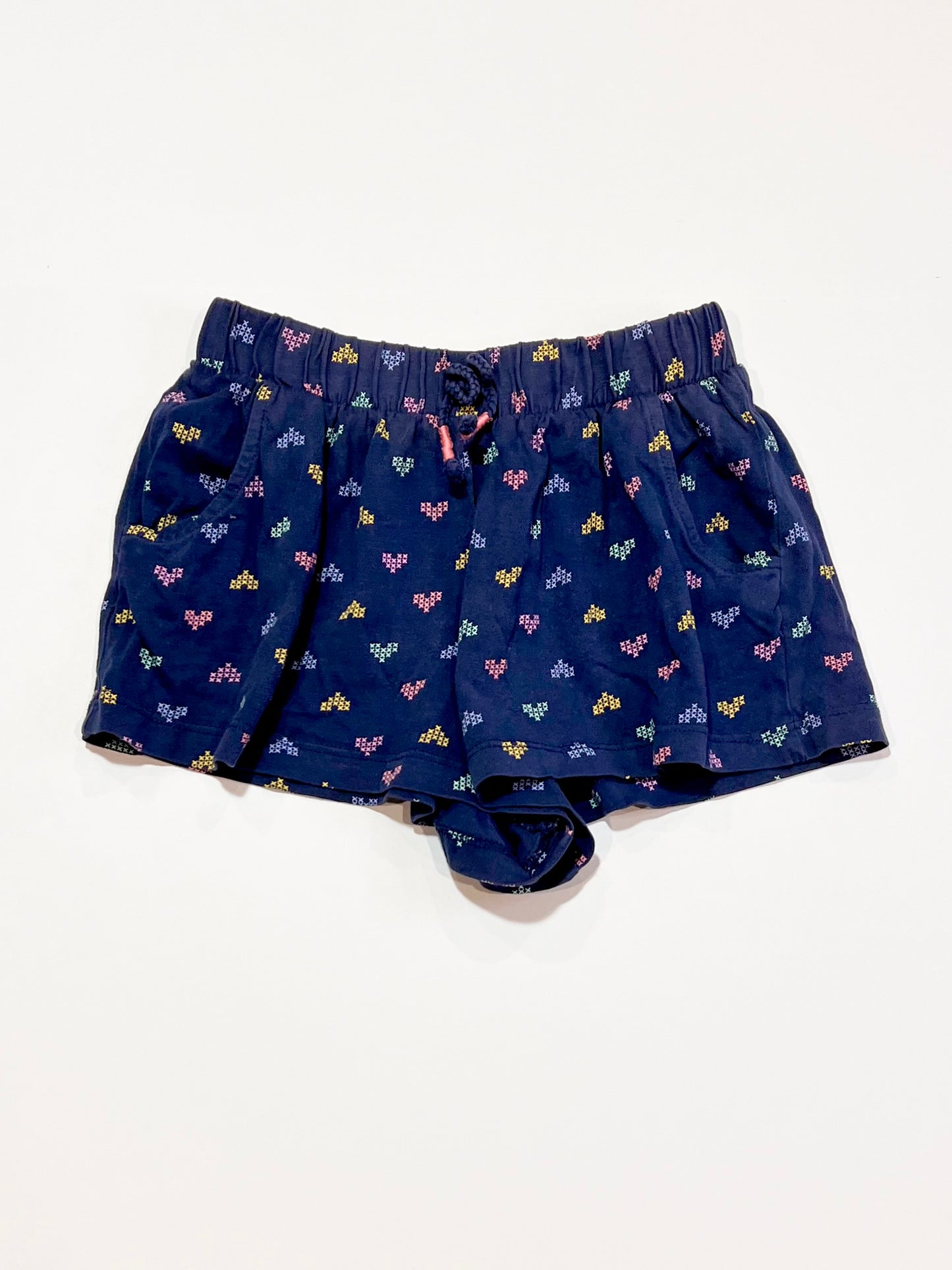 Navy hearts jersey shorts - Size 3-4