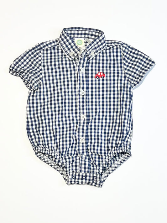 Gingham shirt bodysuit - Size 6-9 months