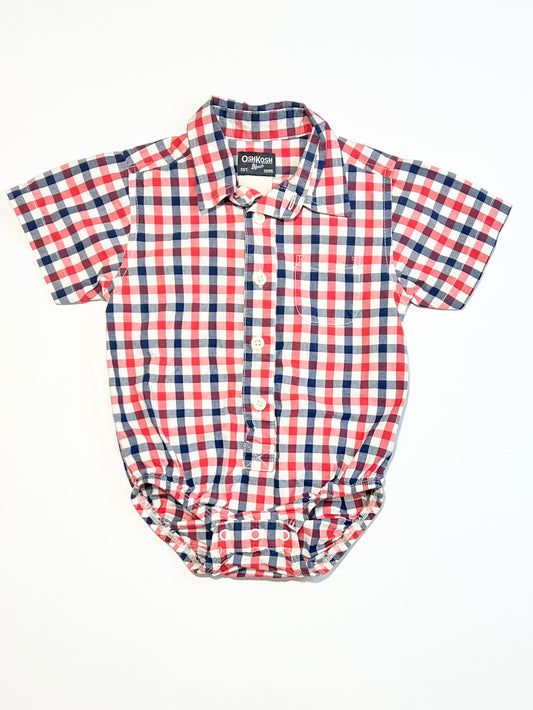 Gingham shirt bodysuit - Size 6-9 months