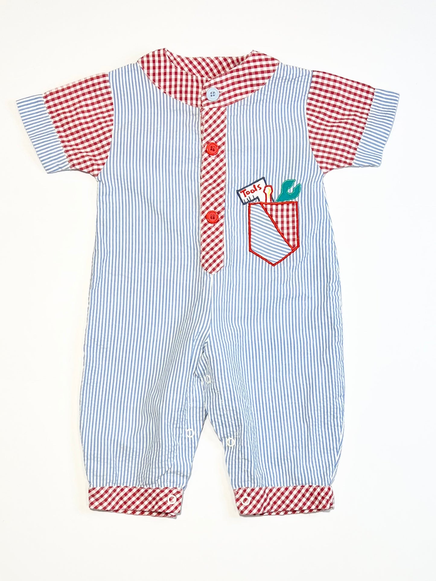 Vintage seersucker romper - Size 6-9 months
