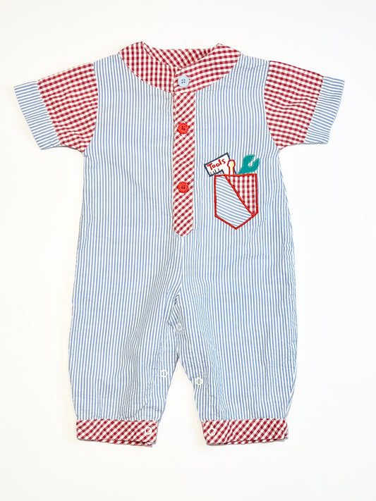 Vintage seersucker romper - Size 6-9 months