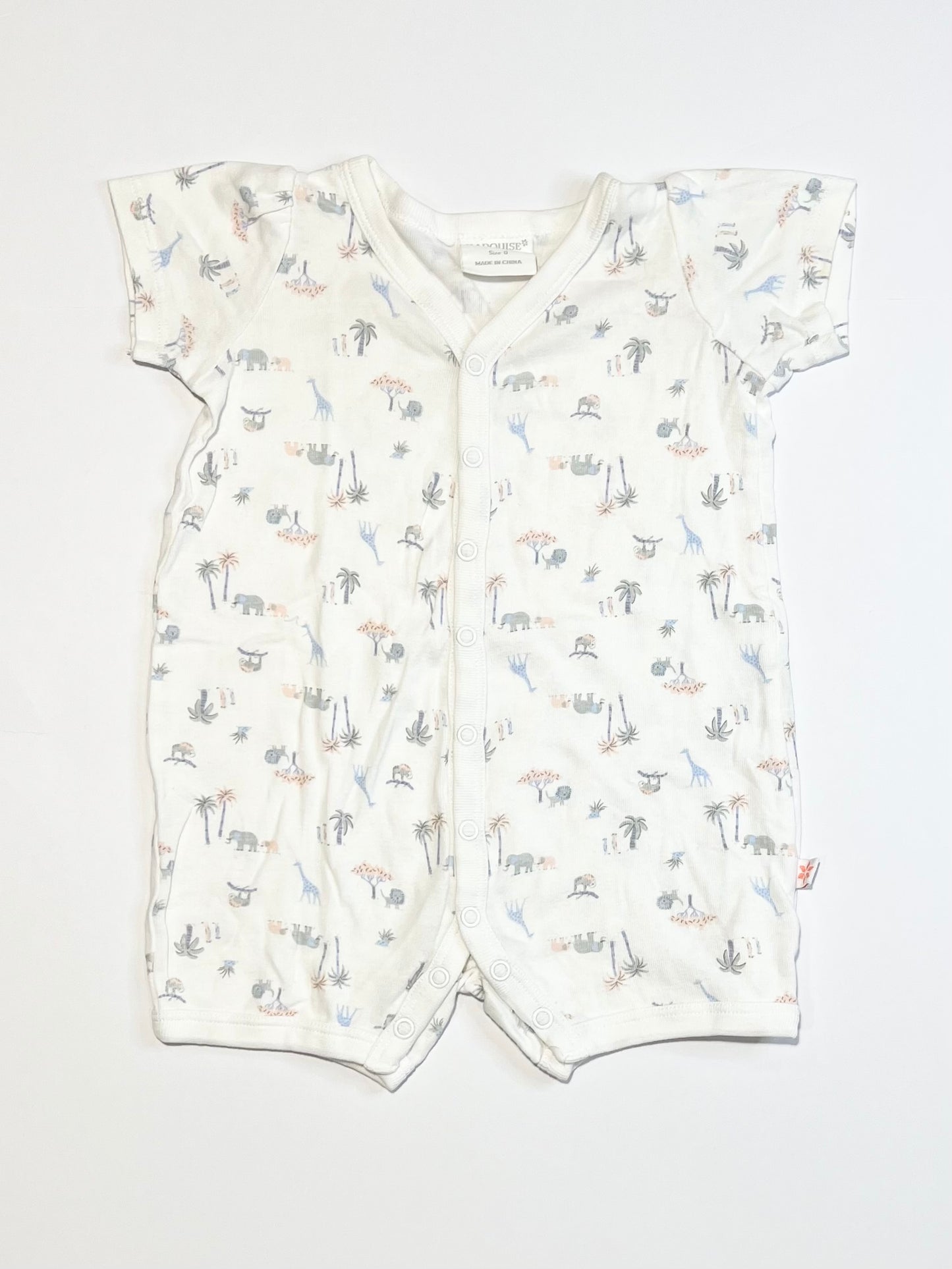 Ribbed animals romper - Size 0