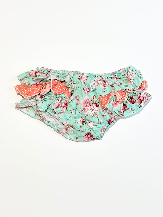Floral ruffle nappy cover - Size 0