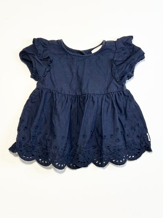 Navy cutwork top - Size 0